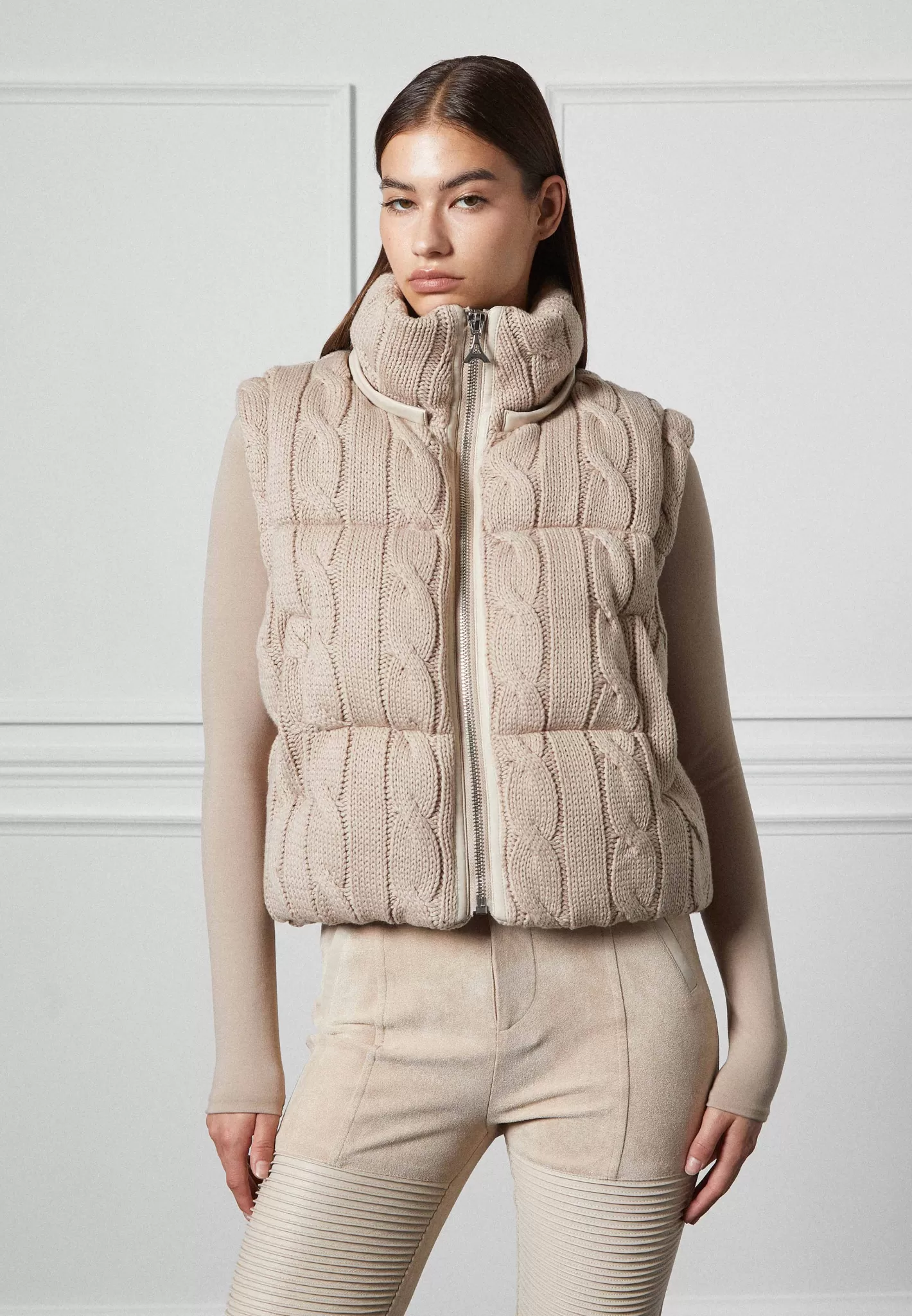 2-in-1 Cable Knit Puffer Jacket/Gilet - -Manière De Voir Outlet