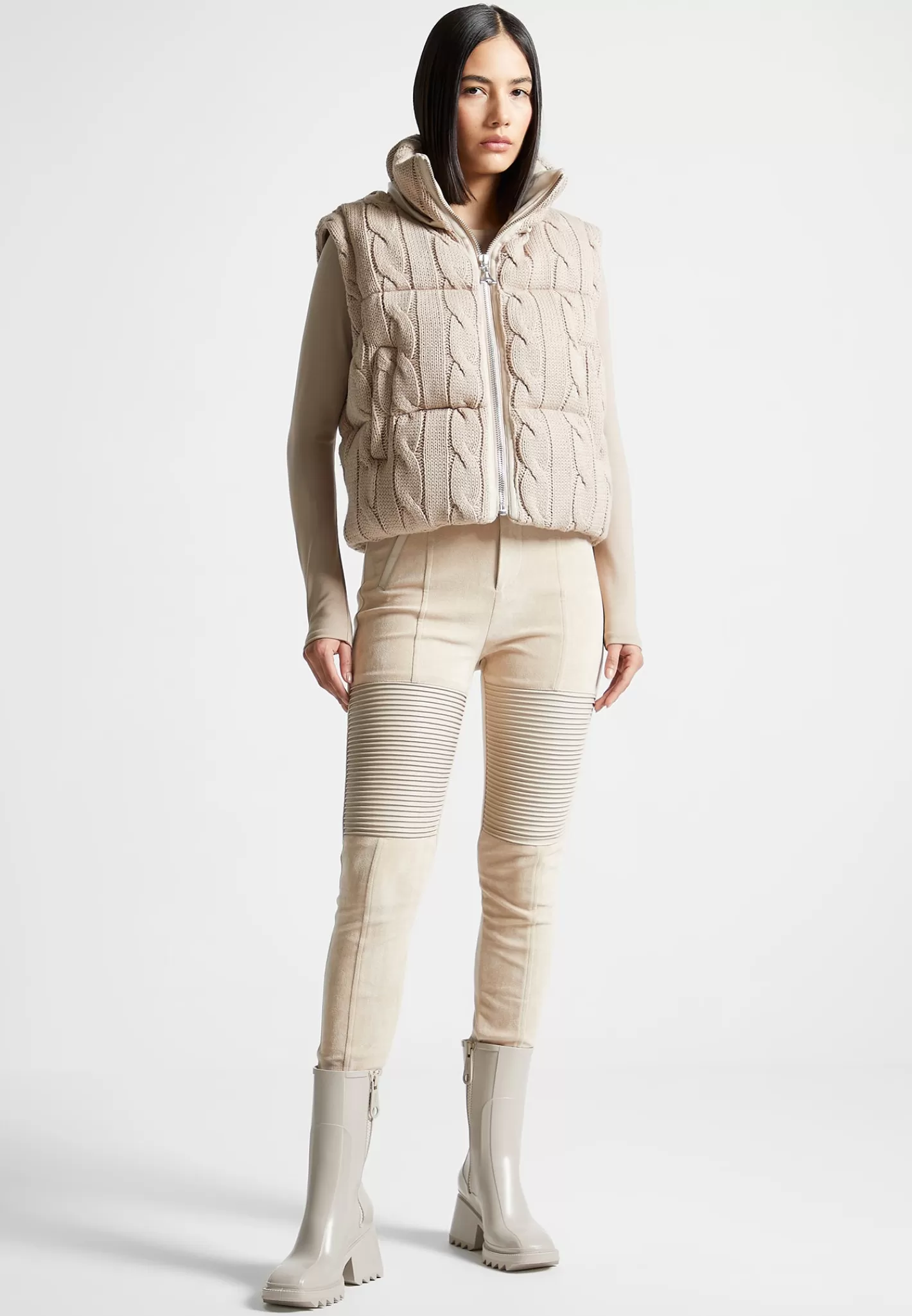 2-in-1 Cable Knit Puffer Jacket/Gilet - -Manière De Voir Outlet