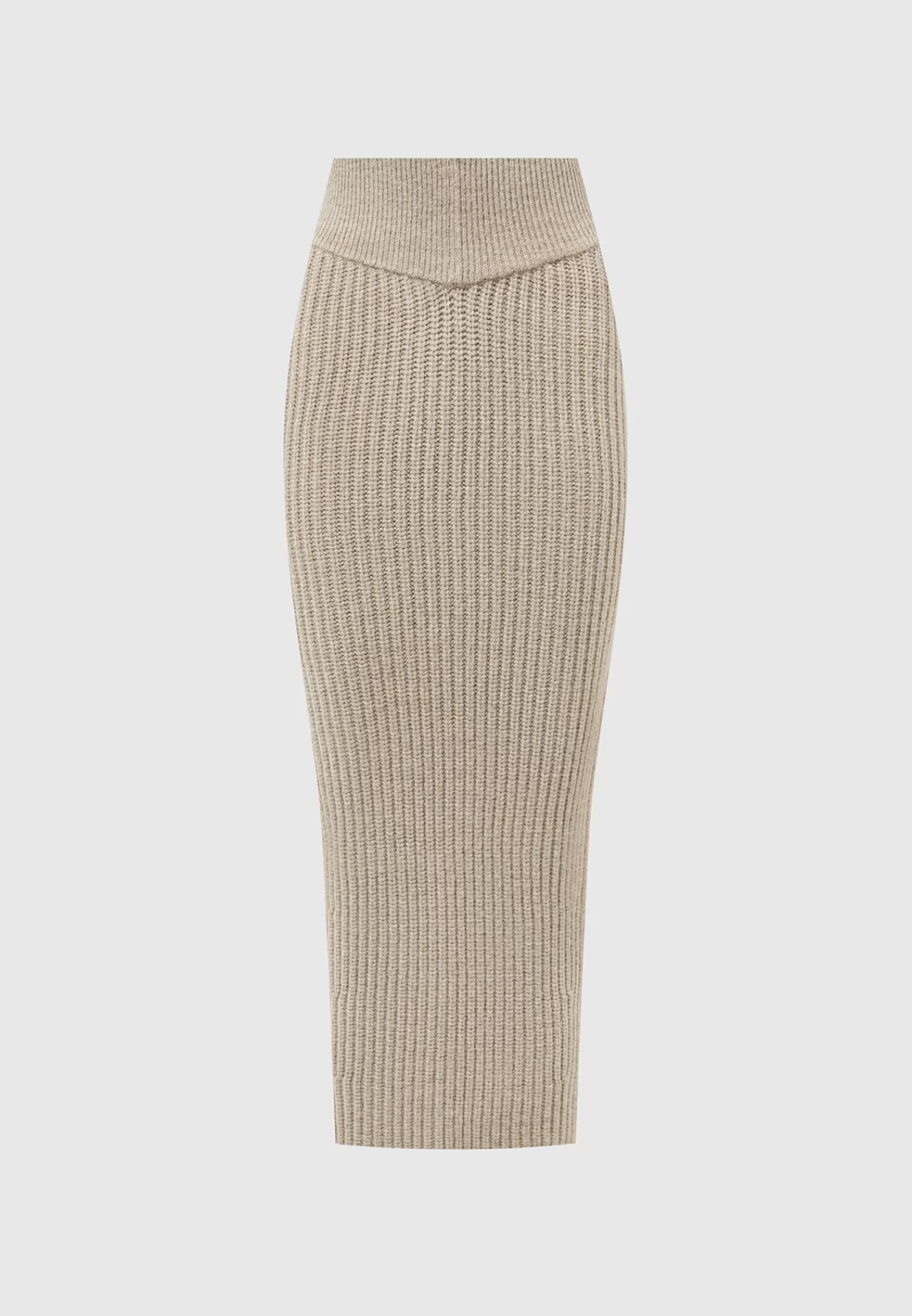 Angled Waist Knit Maxi Skirt - Beige Marl-Manière De Voir Cheap