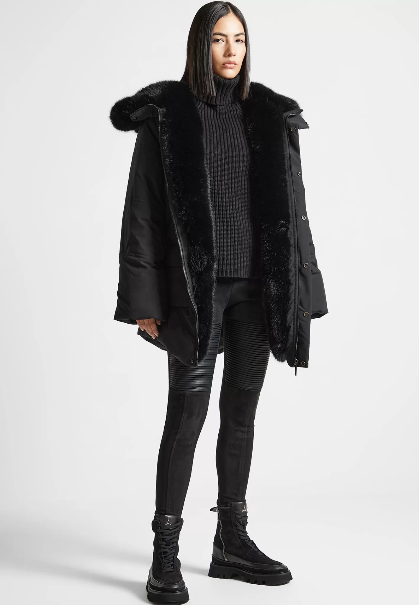 Belted Plush Lined Long Coat - -Manière De Voir Online