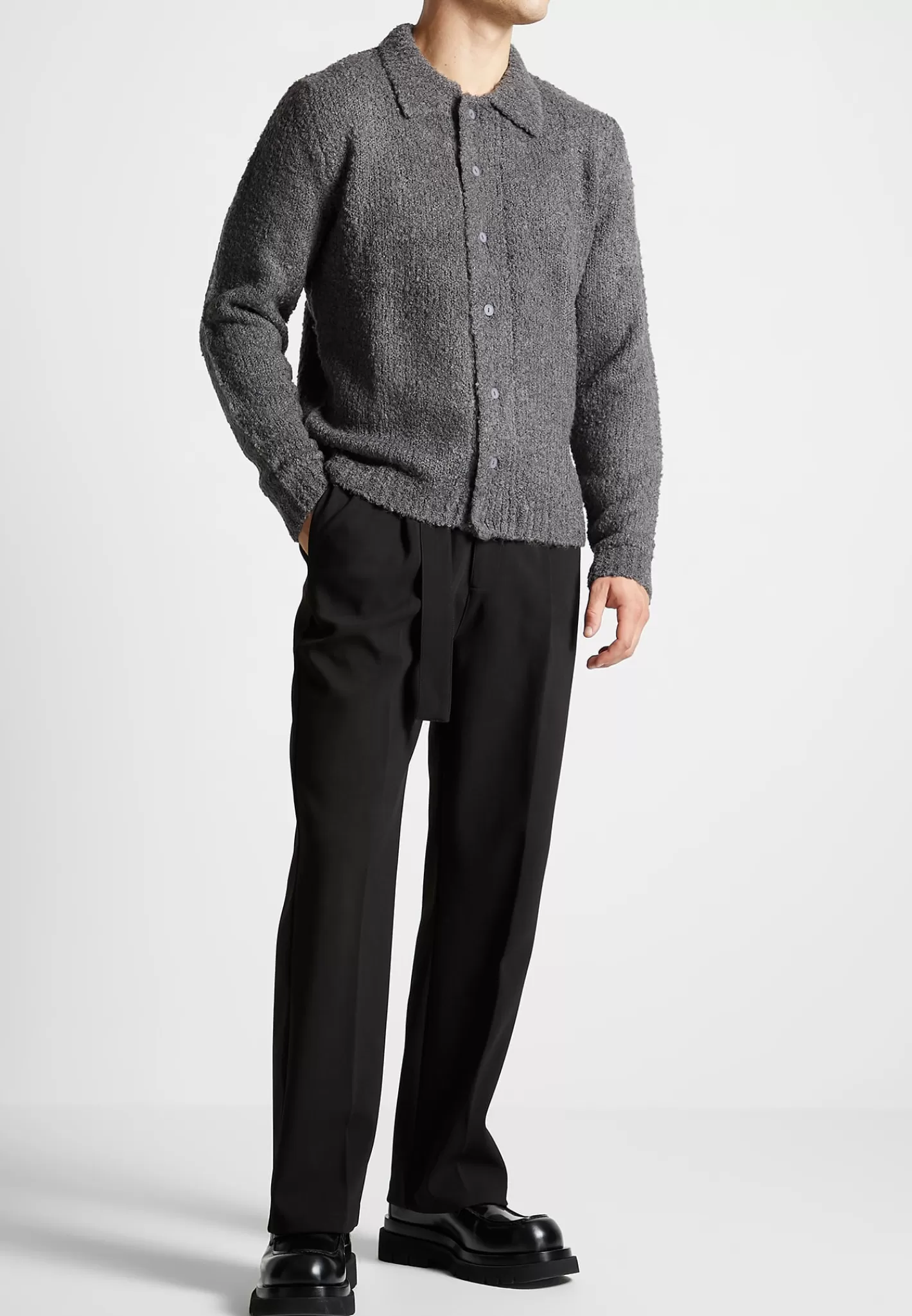 Boucle Knit Button Up Cardigan - -Manière De Voir Flash Sale
