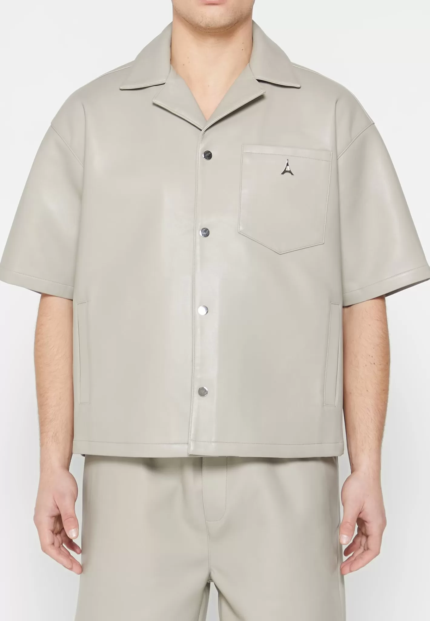 Boxy Vegan Leather Revere Shirt - -Manière De Voir Outlet