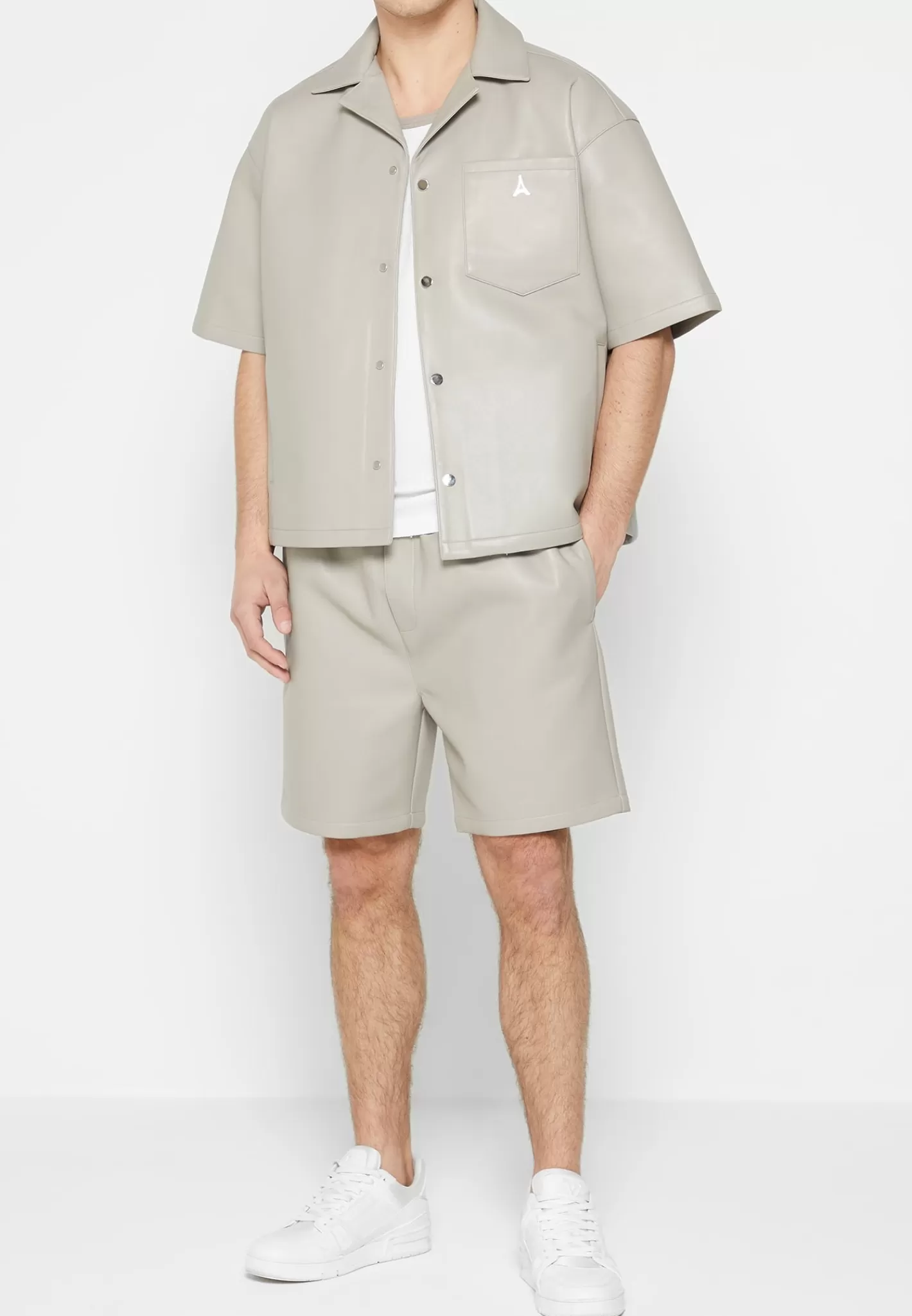 Boxy Vegan Leather Revere Shirt - -Manière De Voir Outlet