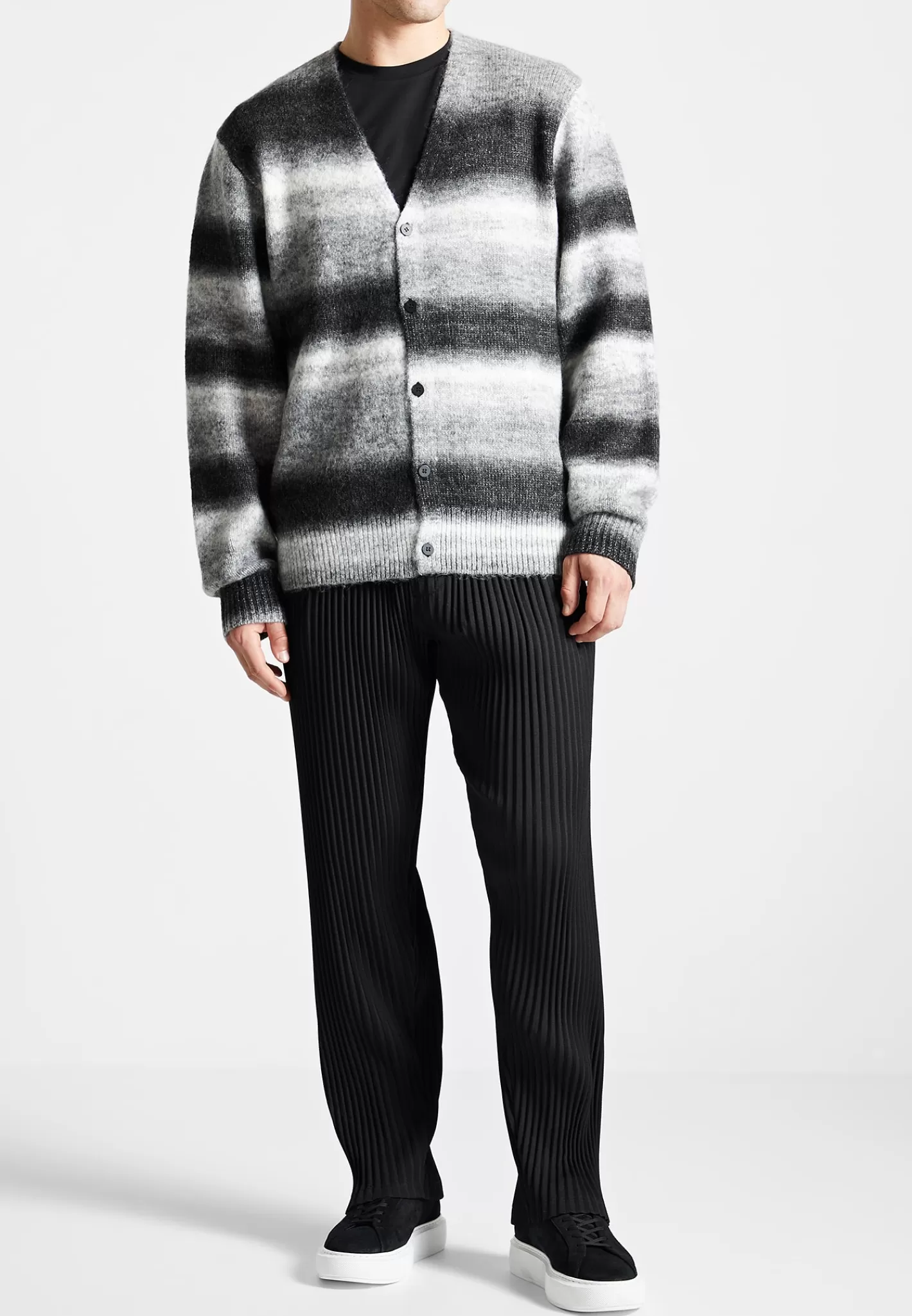 Brushed Knit Ombre Cardigan - /Grey-Manière De Voir Store