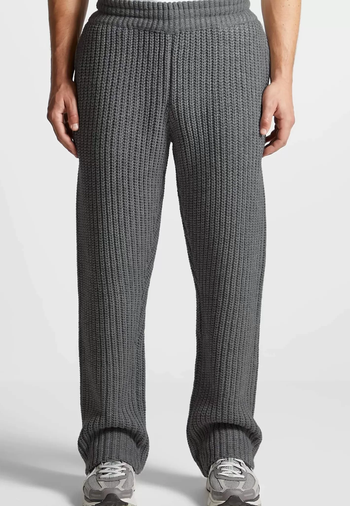 Chunky Knit Straight Leg Joggers - Charcoal Grey-Manière De Voir Best
