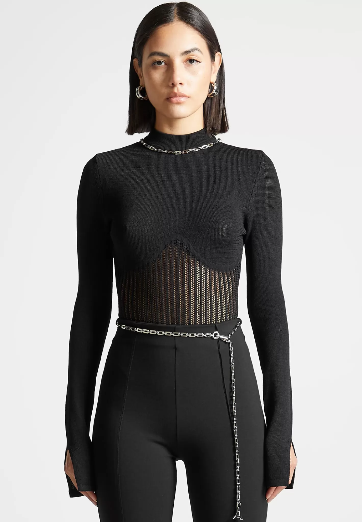 Contour Knit Bodysuit with Chain - -Manière De Voir Outlet