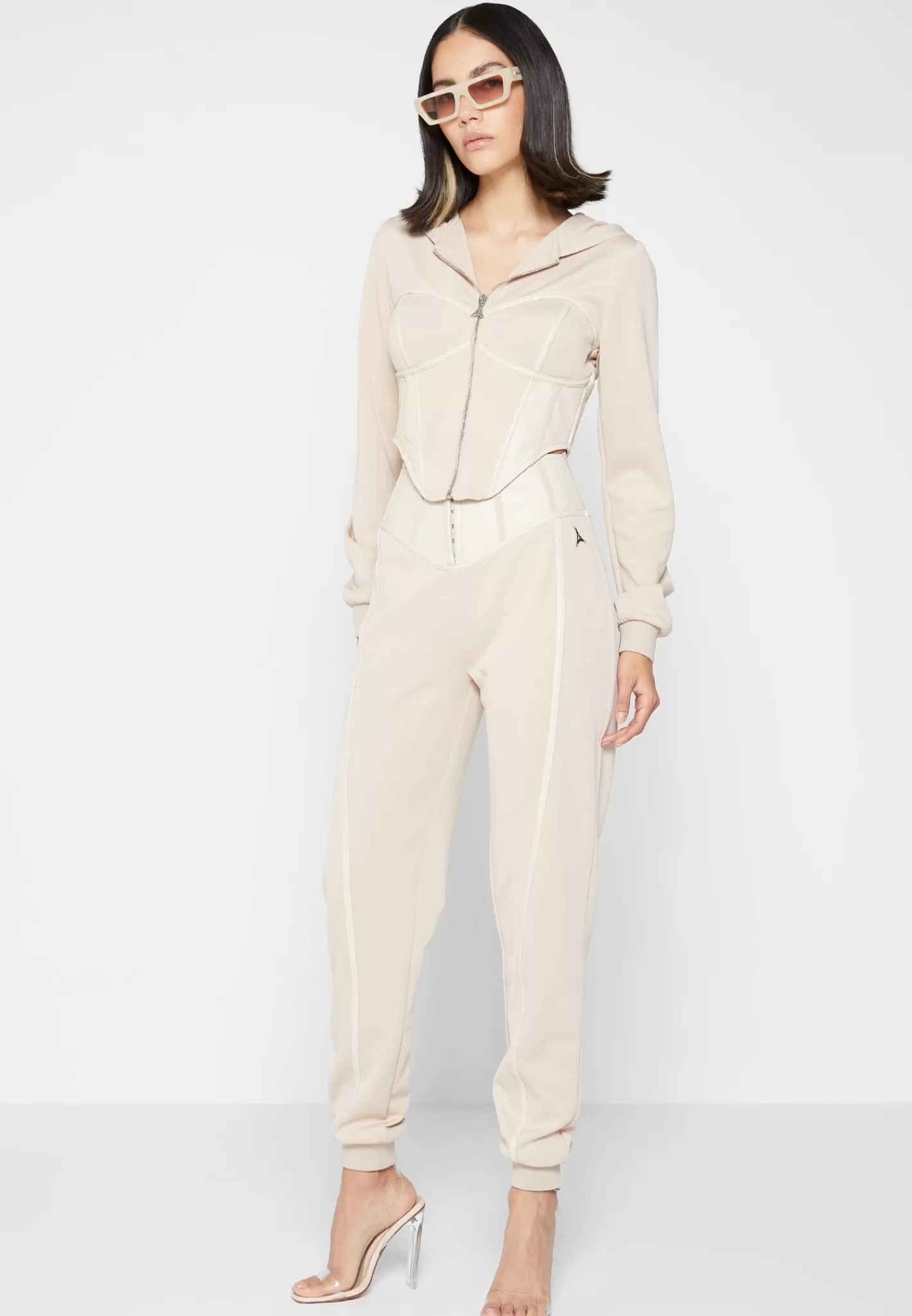 Corset Hoodie with Vegan Leather - -Manière De Voir Outlet