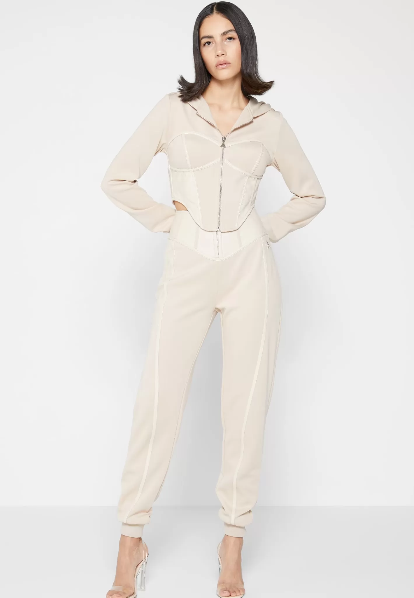 Corset Joggers with Vegan Leather - -Manière De Voir Store