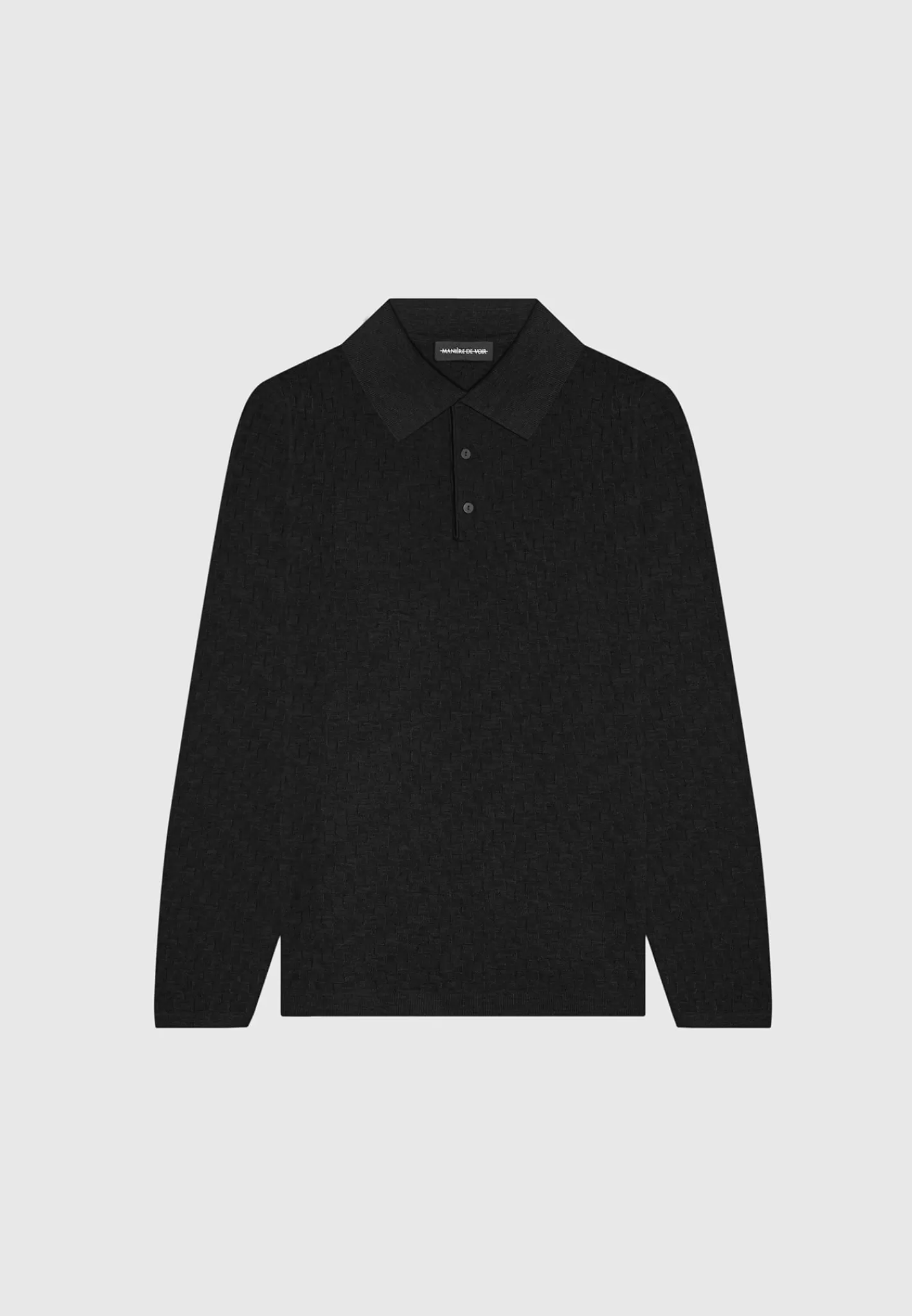 Cotton Blend Waffle Knit Long Sleeve Polo Top - -Manière De Voir Best Sale