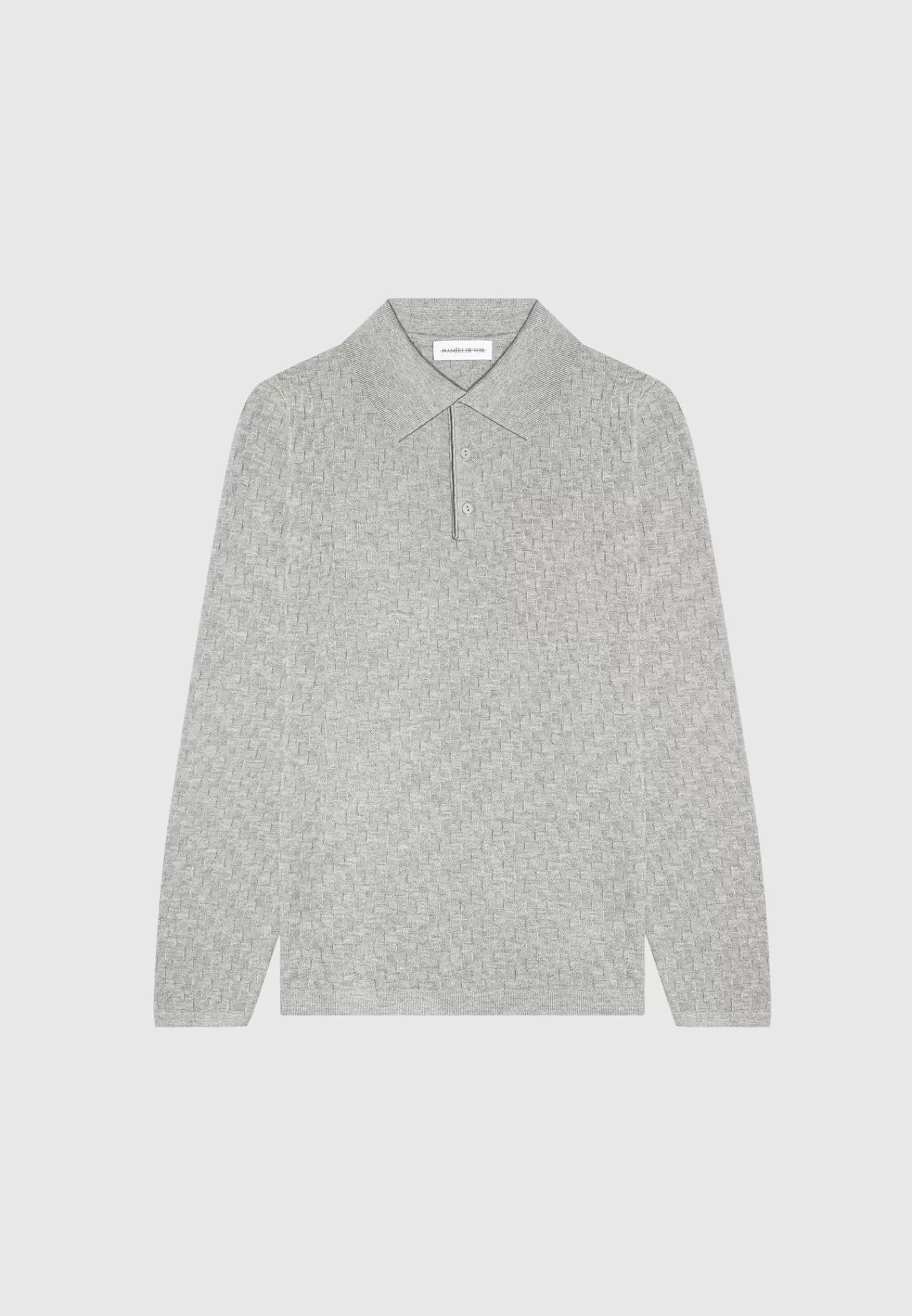 Cotton Blend Waffle Knit Long Sleeve Polo Top - -Manière De Voir Best Sale