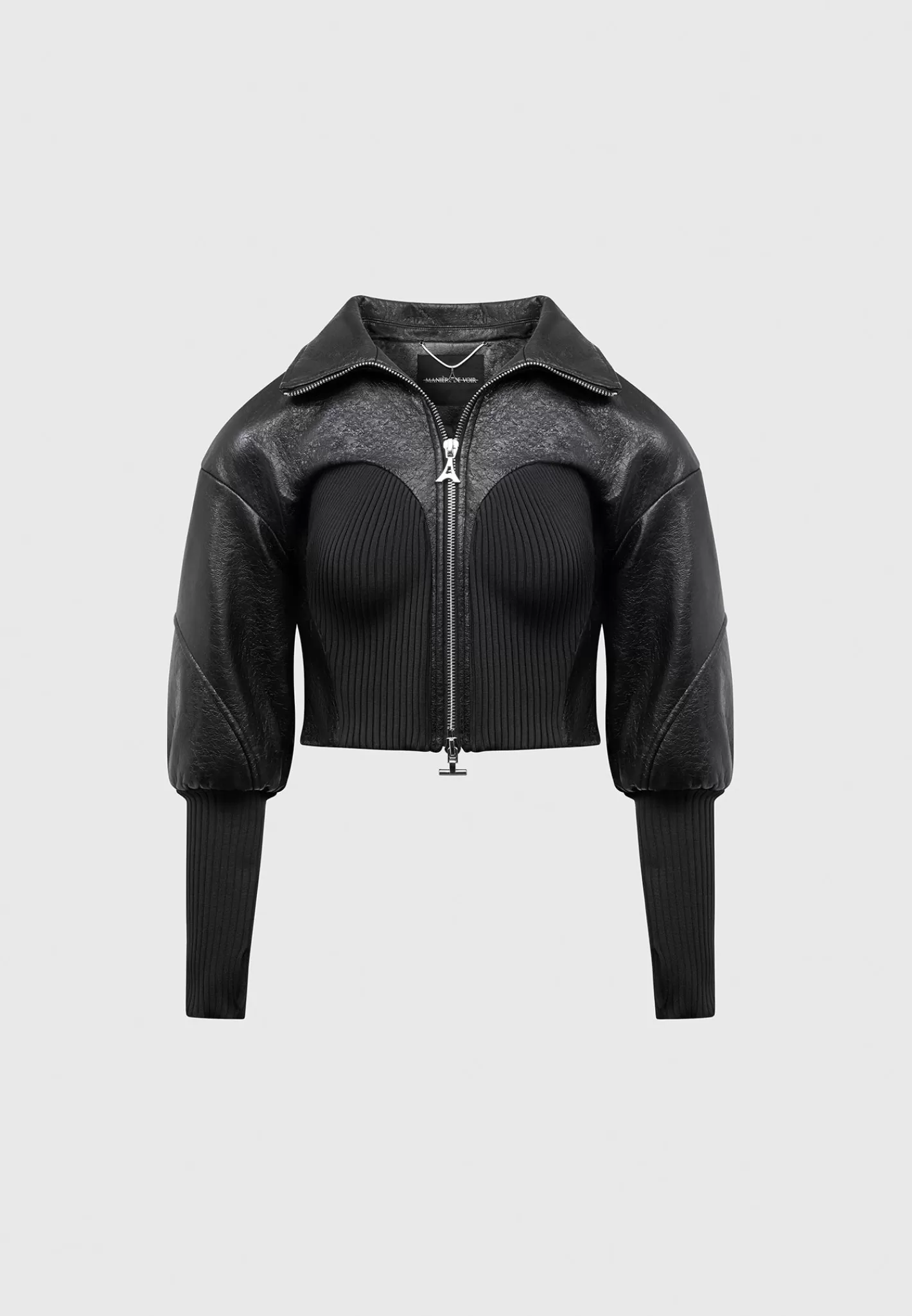 Cracked Vegan Leather Rib Contour Jacket - -Manière De Voir Hot