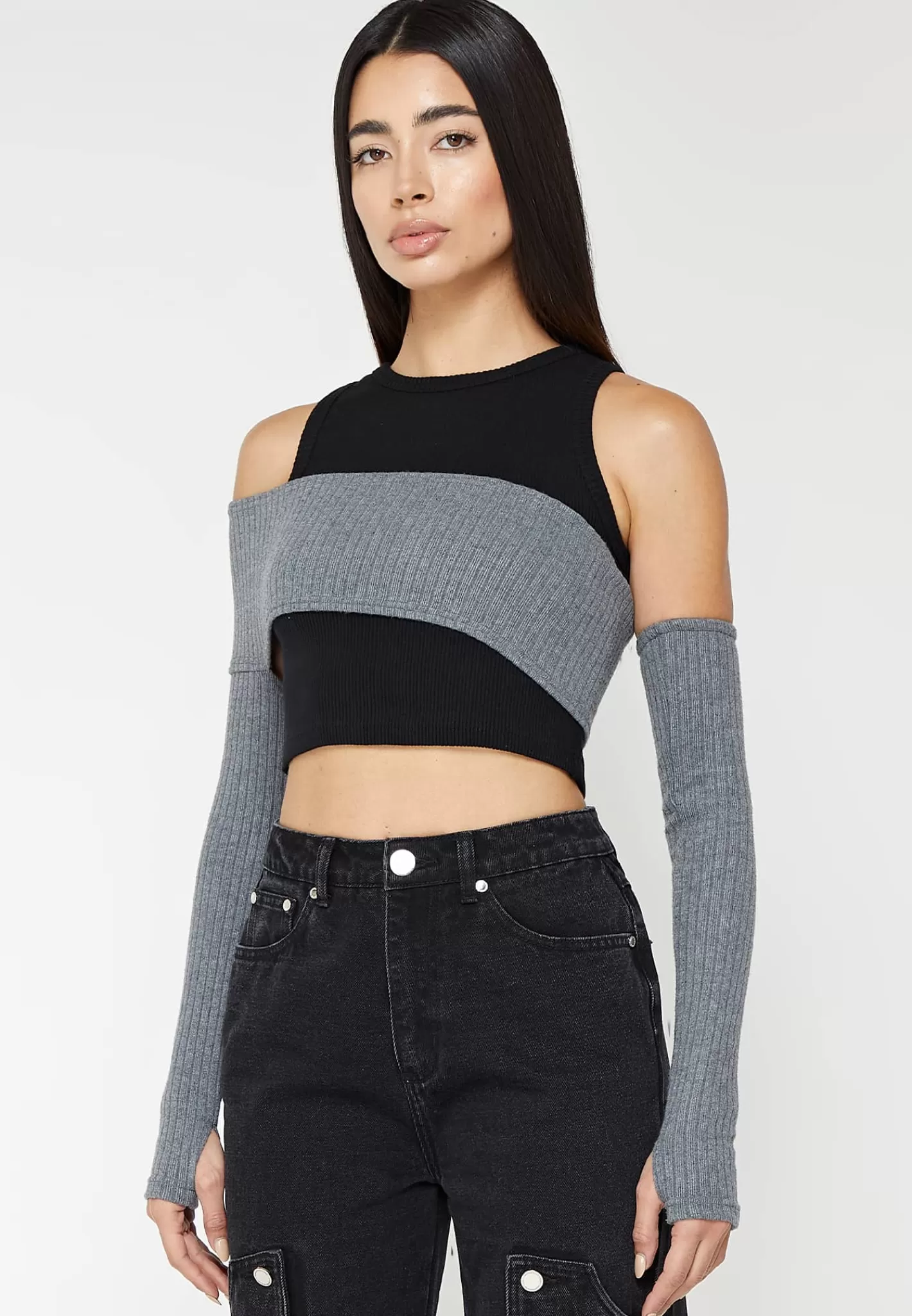 Crop Top with Knitted Overlay - -Manière De Voir Sale