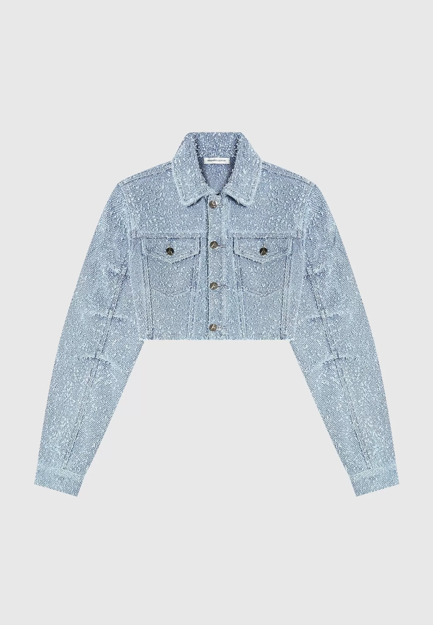 Cropped Boucle Denim Jacket - Mid Blue-Manière De Voir Cheap