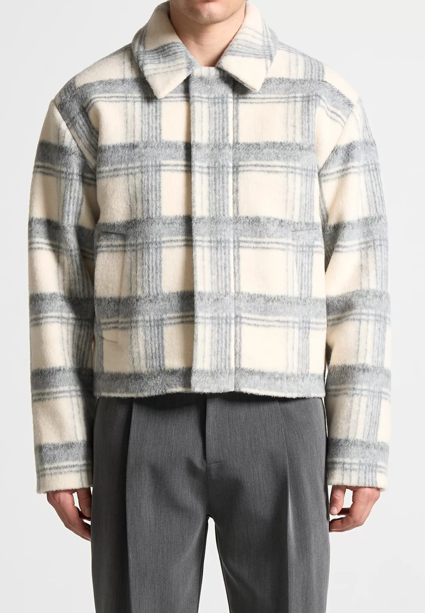 Cropped Brushed Check Jacket - -Manière De Voir Online