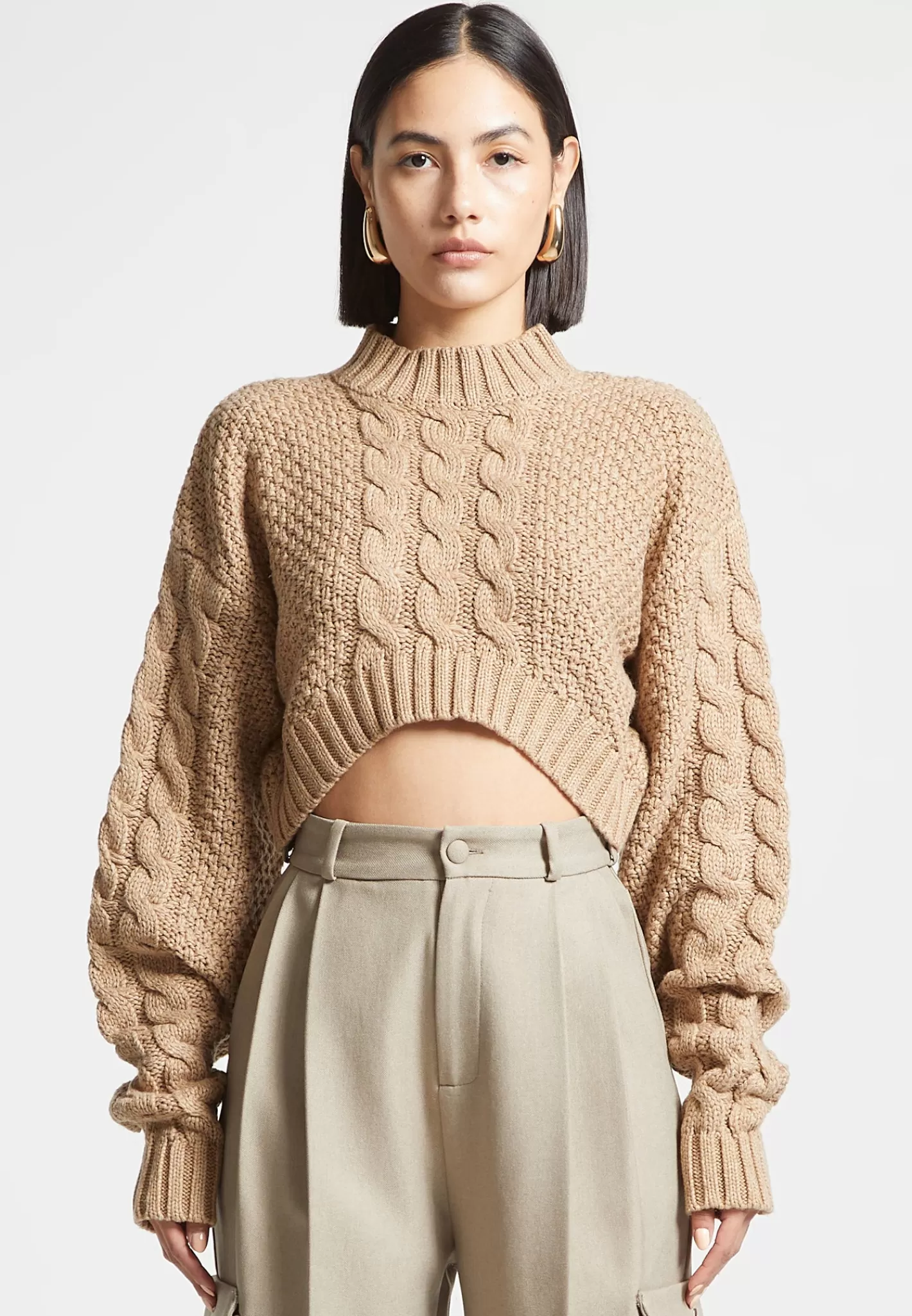 Cropped Cable Knit Jumper - -Manière De Voir Shop