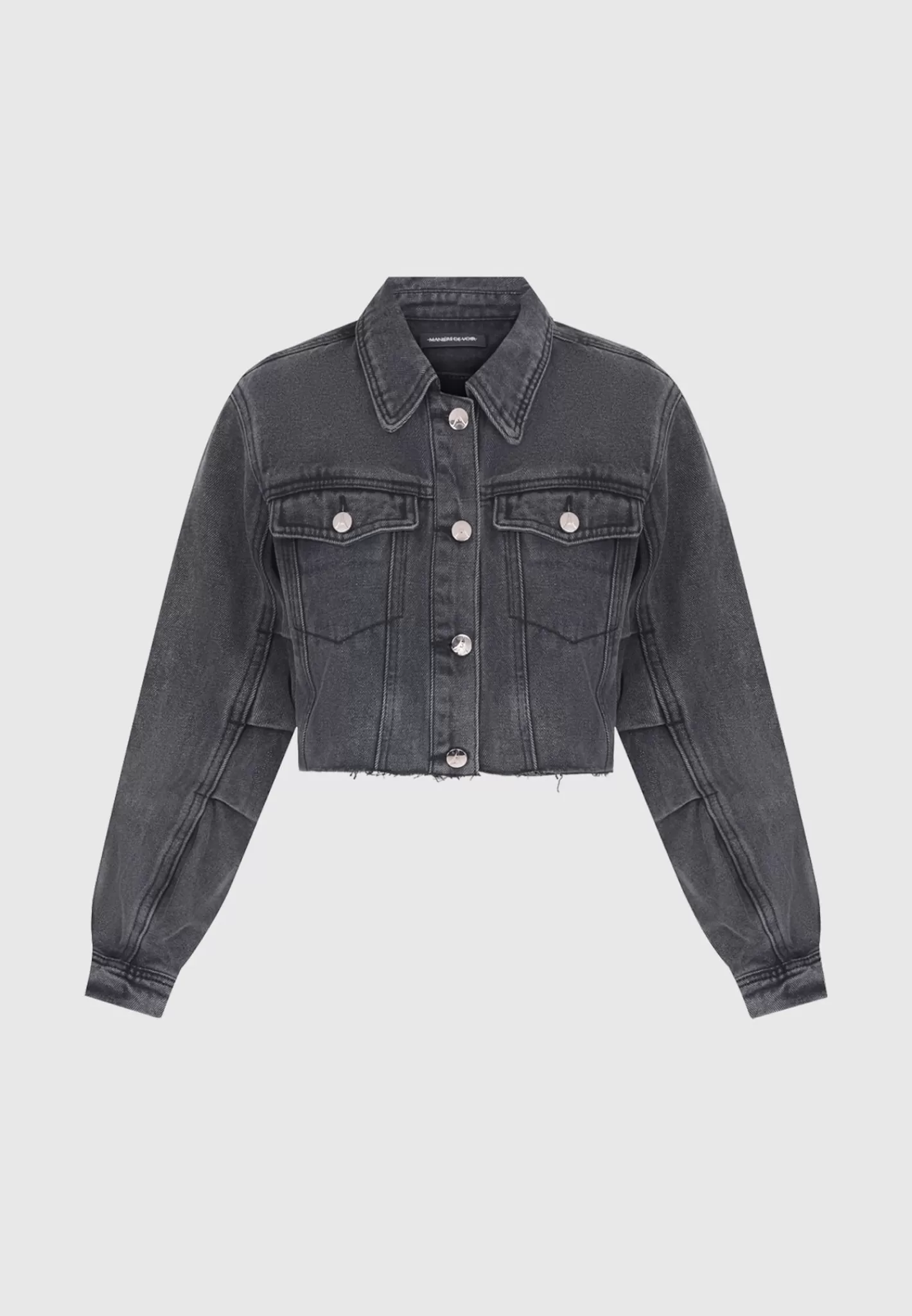 Cropped Tacked Sleeve Jacket - Washed Grey-Manière De Voir Store