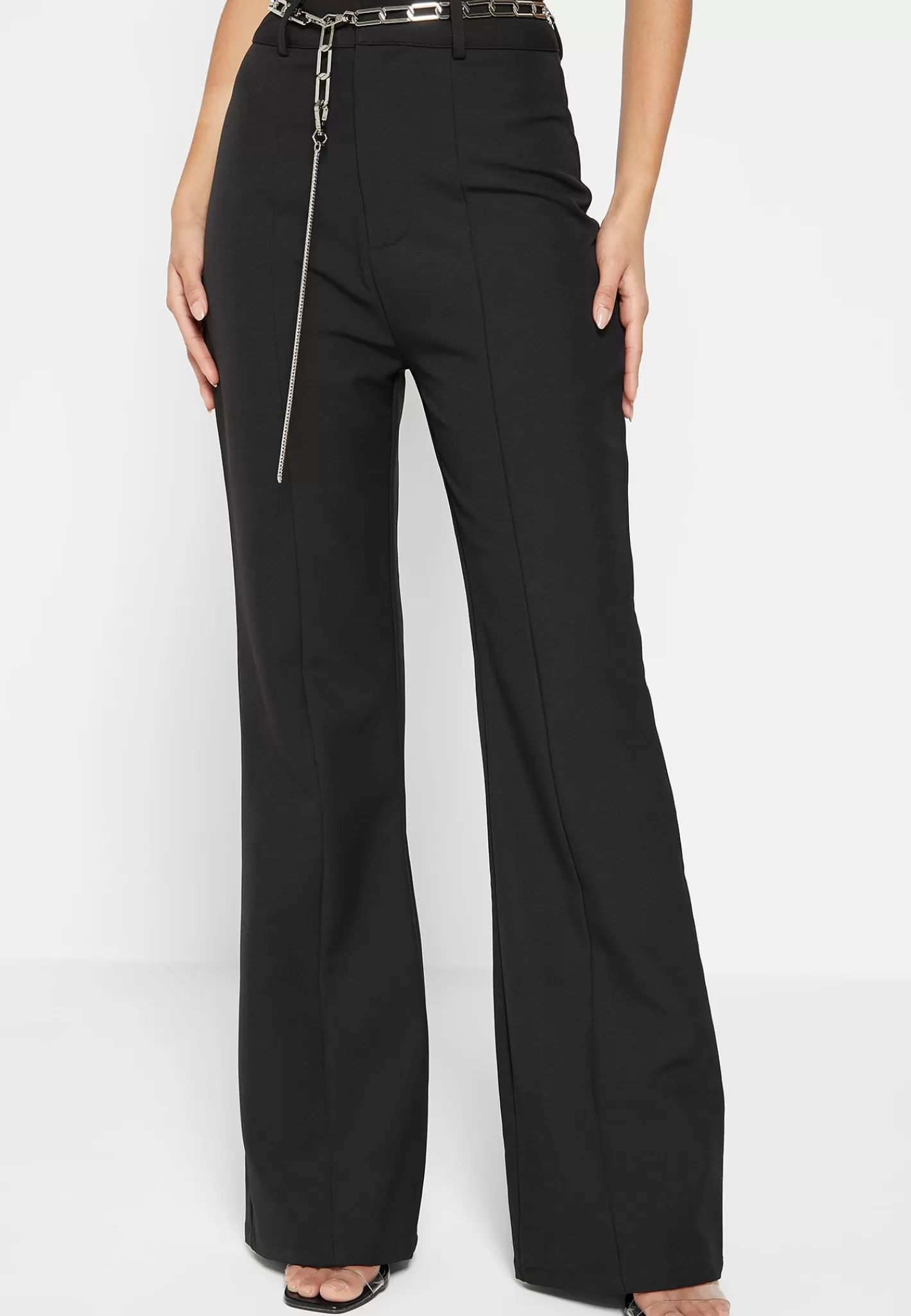 Cut Out Flared Trousers with Chain Belt - -Manière De Voir Discount