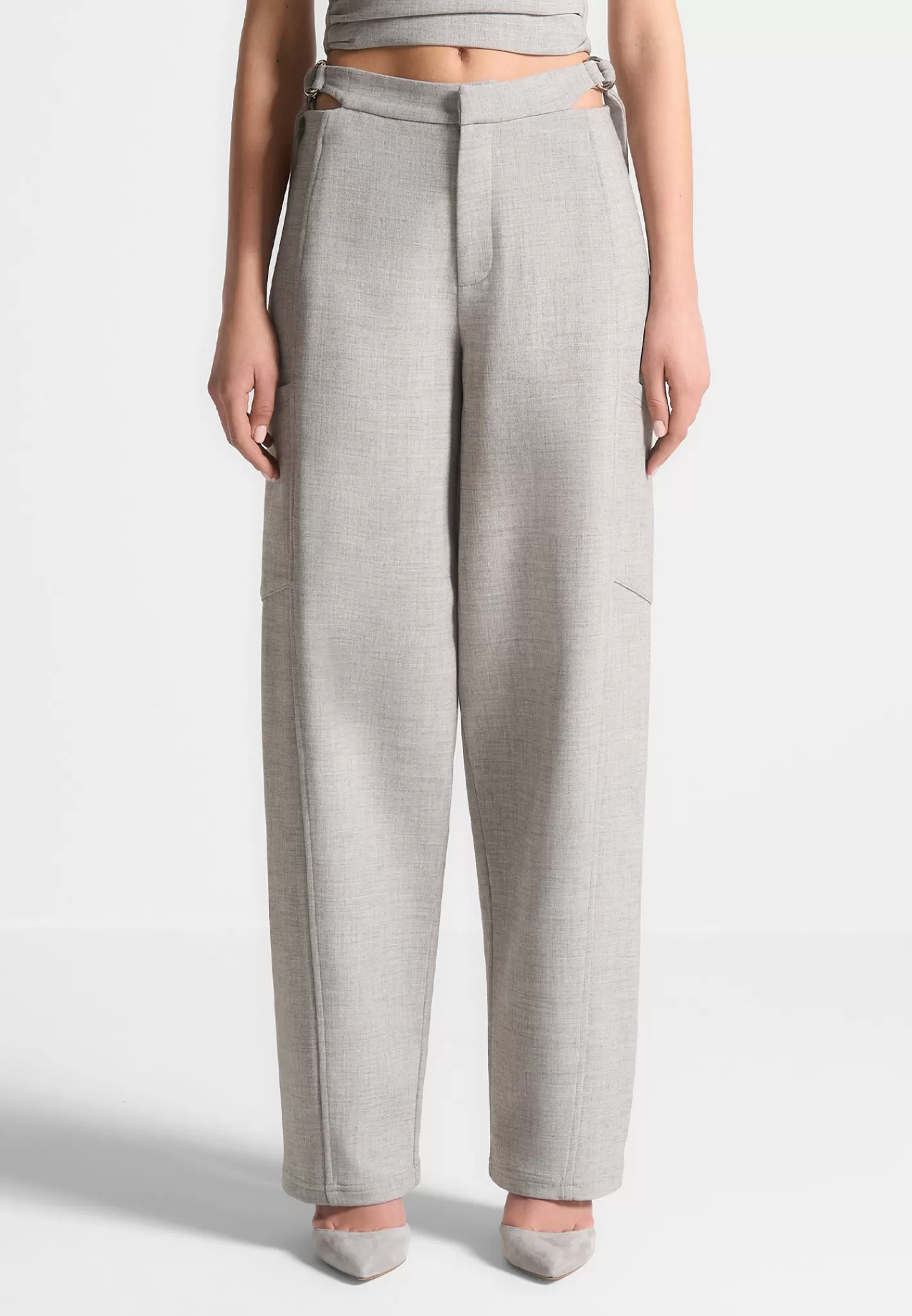 Cut Out Melange Tailored Trousers - -Manière De Voir Online