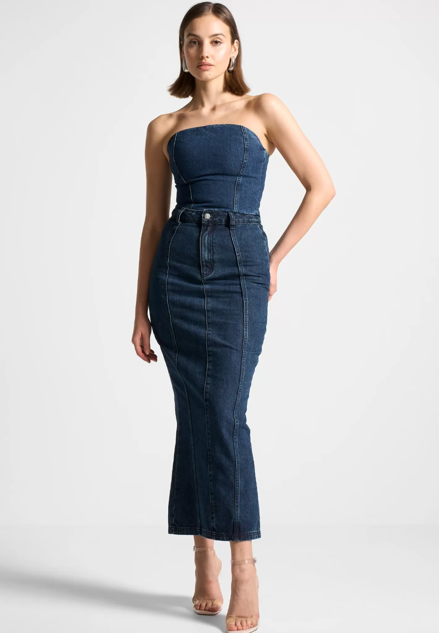 Denim Bandeau Corset Top - -Manière De Voir Online