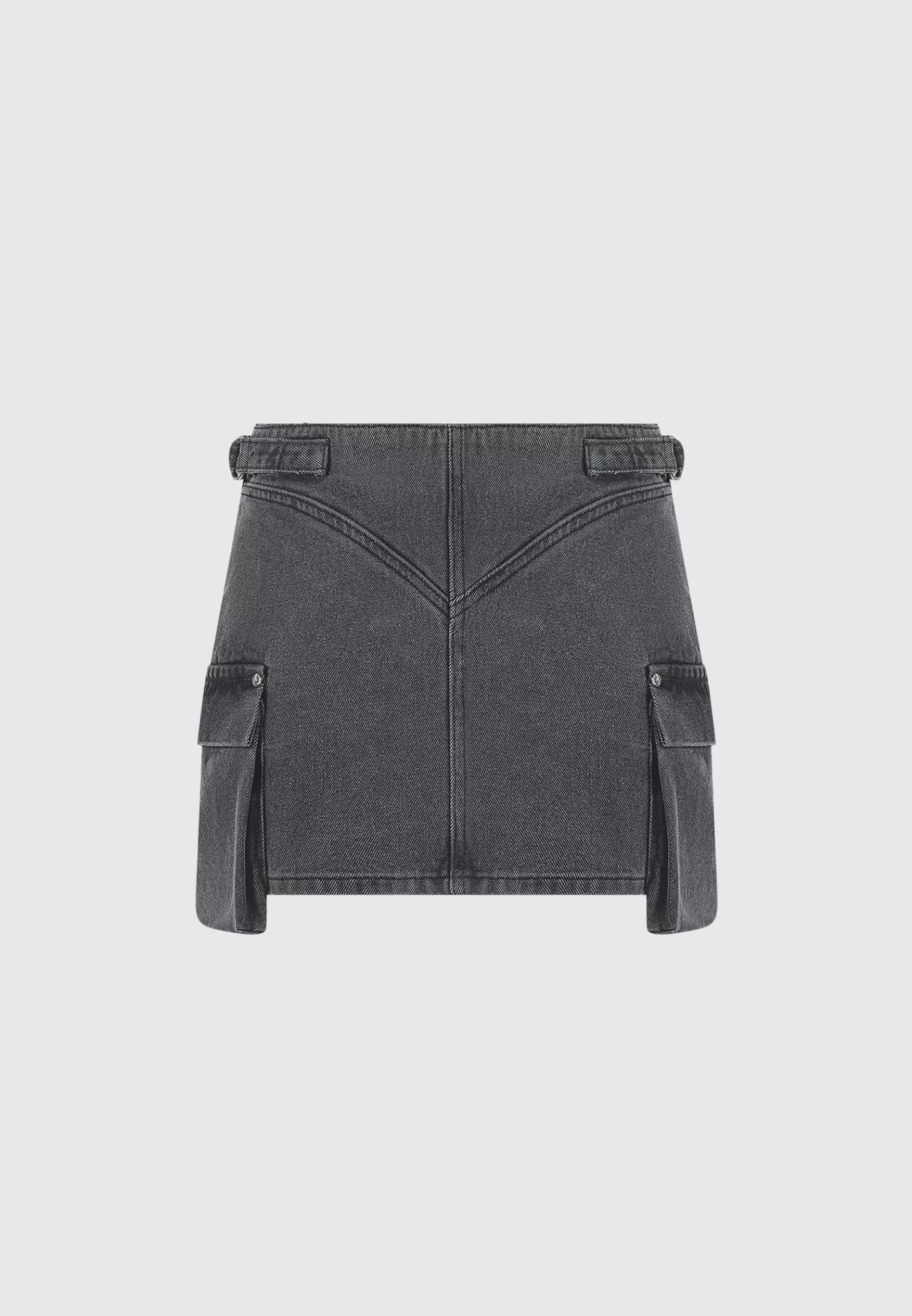 Denim Cargo Mini Skirt - Washed Black-Manière De Voir Discount