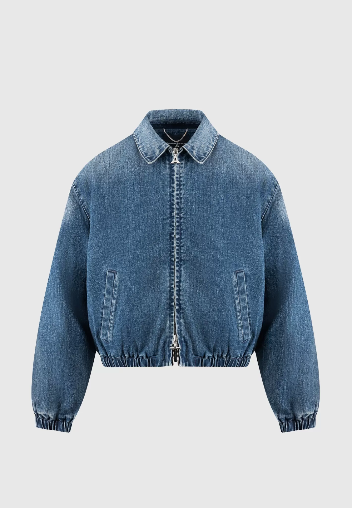 Denim Padded Cropped Bomber Jacket - Mid -Manière De Voir Online