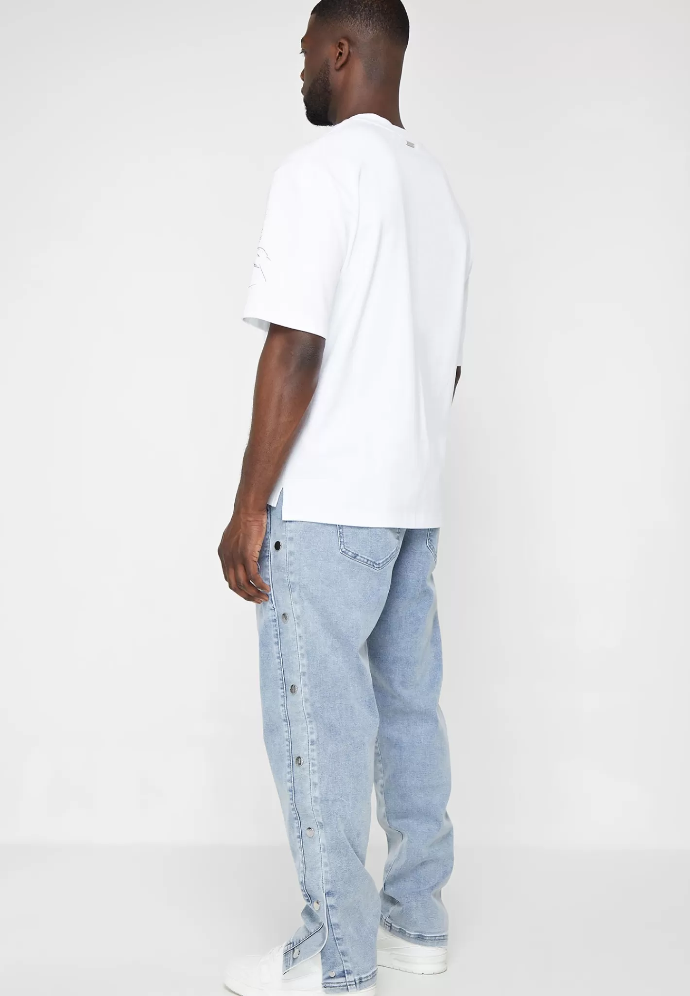 Denim Popper Cargo Pants - Stonewash -Manière De Voir Shop