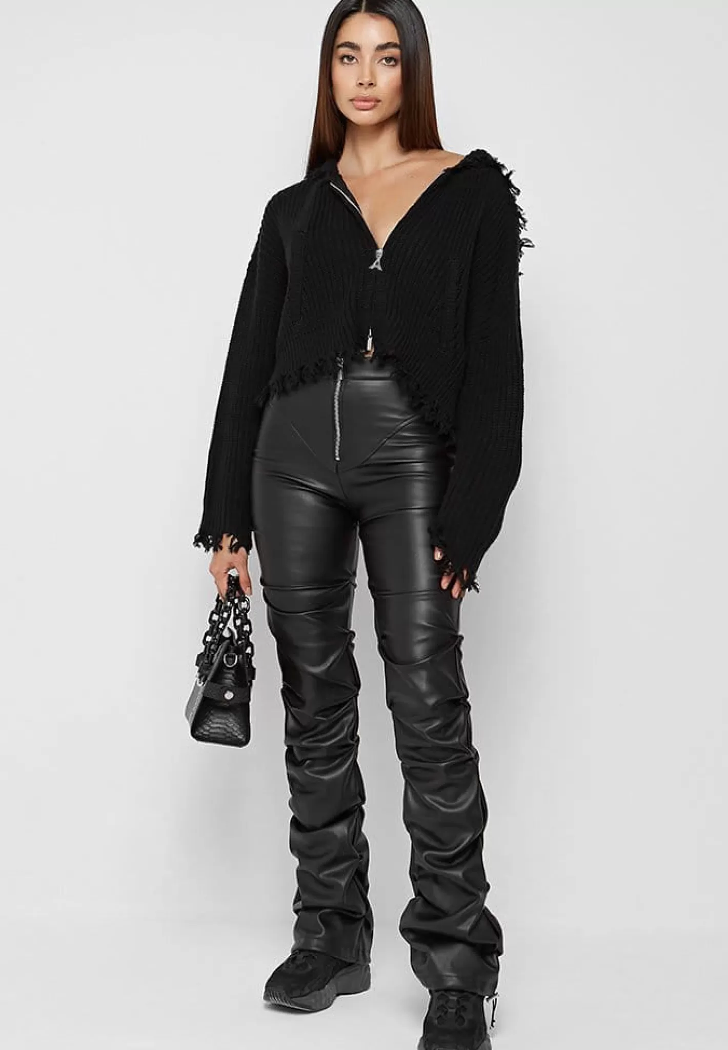 Distressed Chunky Knit Hoodie - -Manière De Voir New