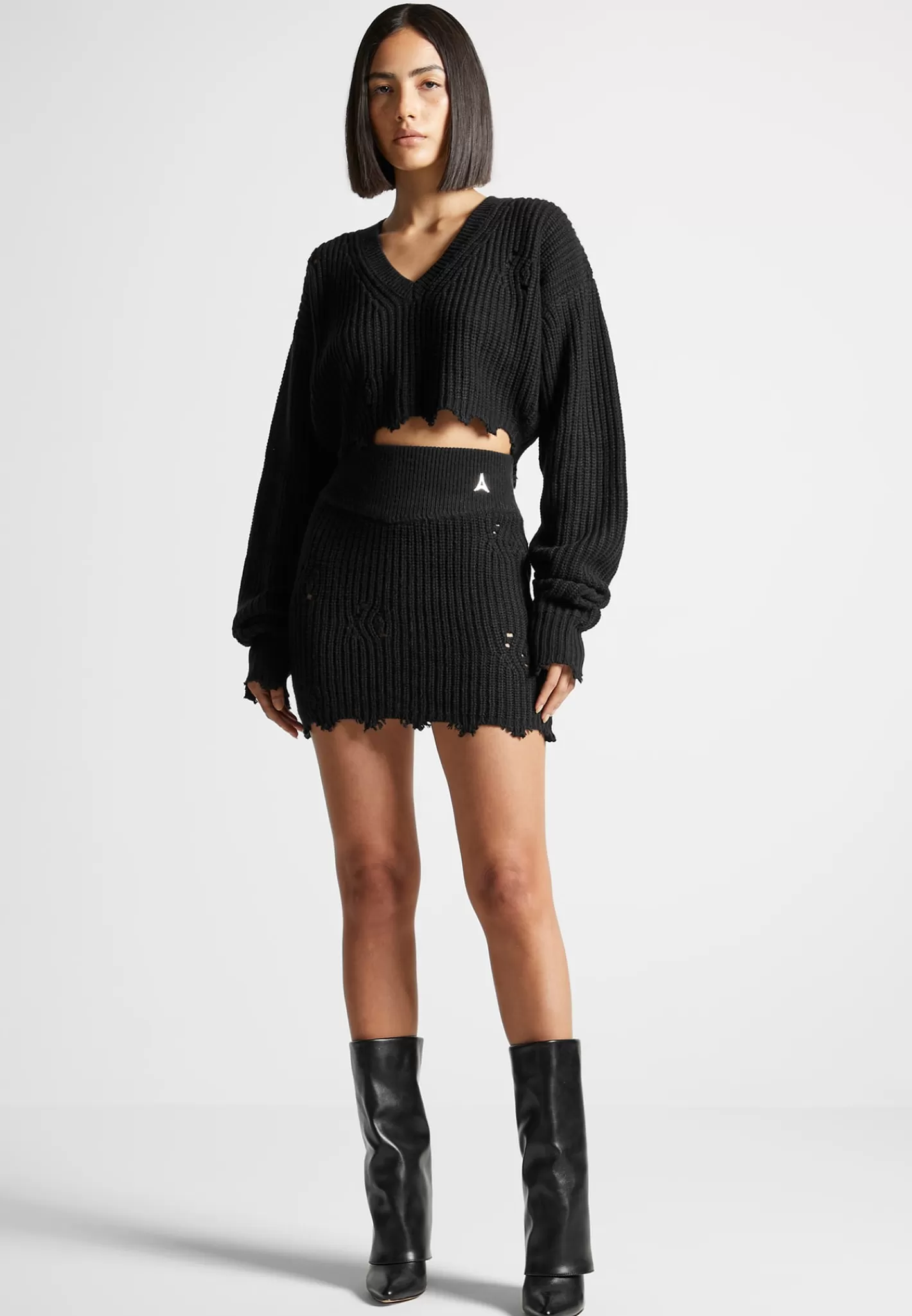 Distressed Knit Crop Jumper - -Manière De Voir Clearance