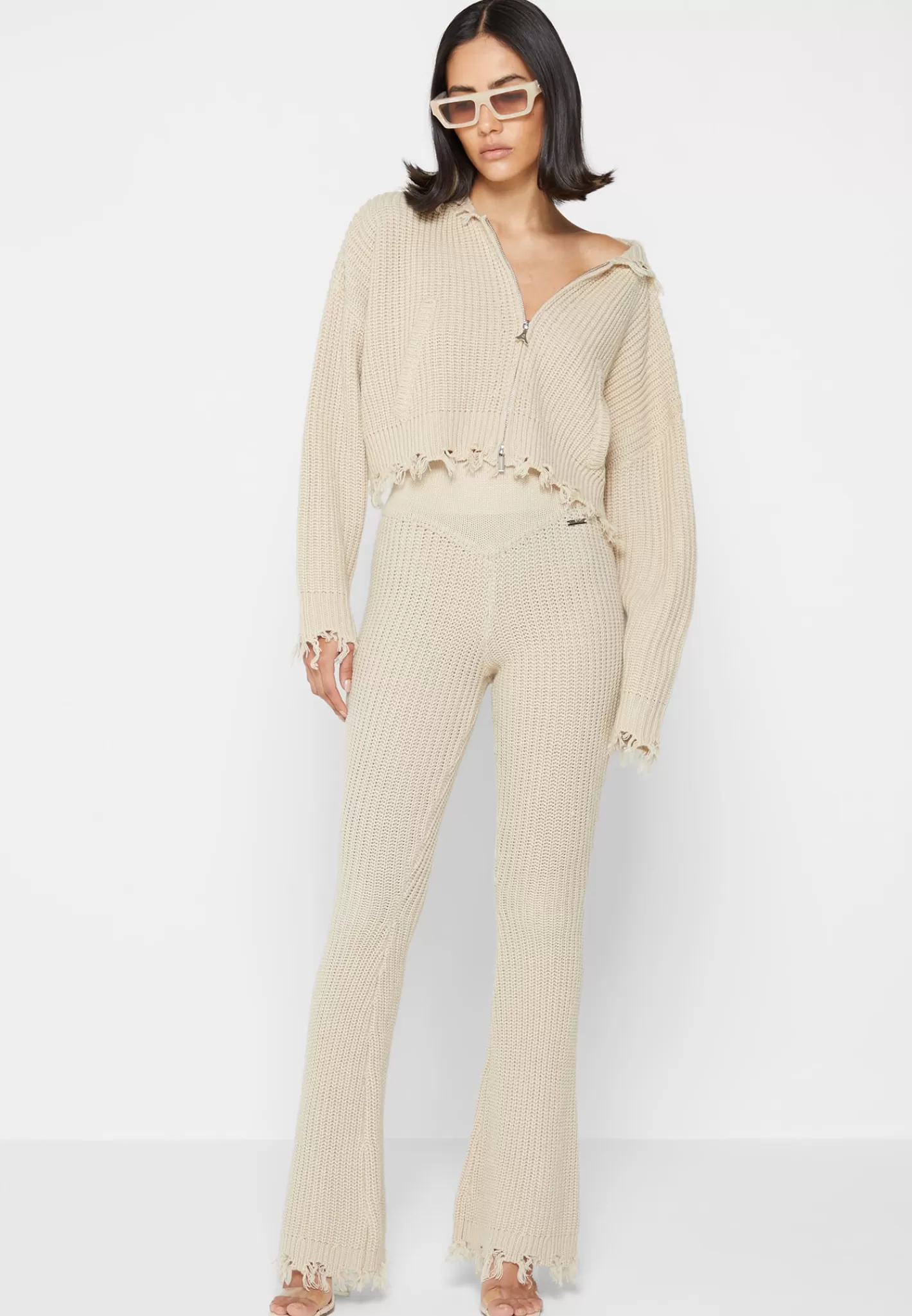 Distressed Knitted Fit and Flare Leggings - -Manière De Voir Flash Sale