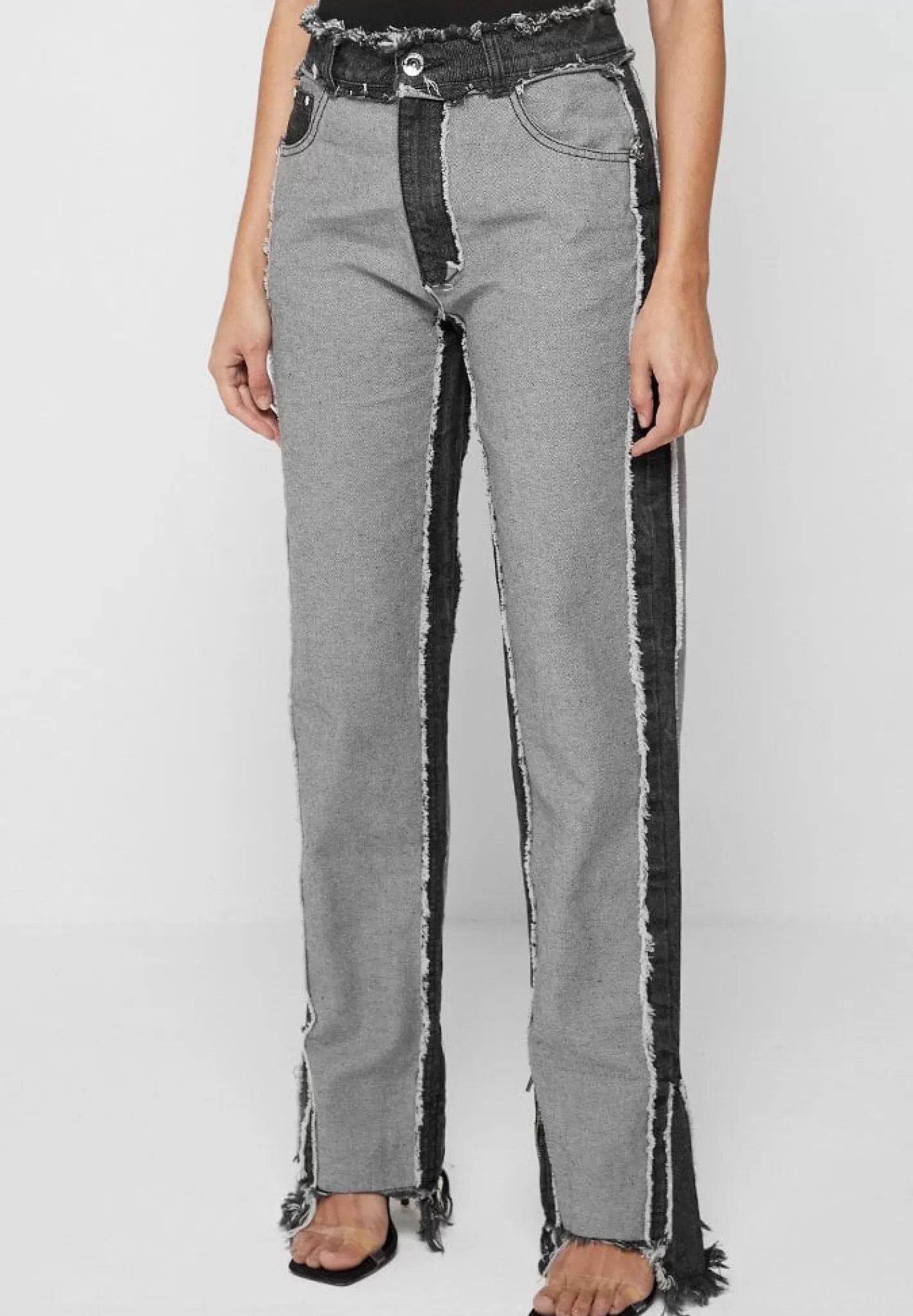 Distressed Mom Jeans - Washed Black-Manière De Voir Store