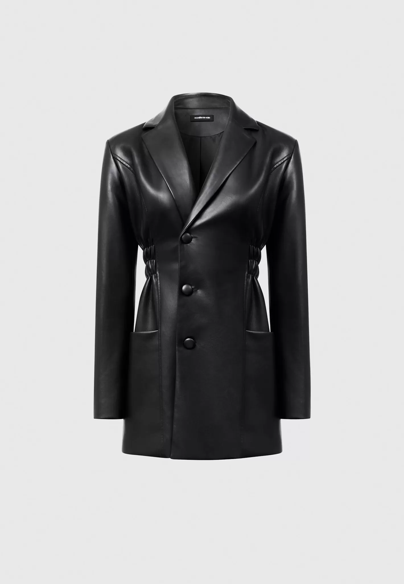 Double Breasted Vegan Leather Blazer Dress - -Manière De Voir Sale