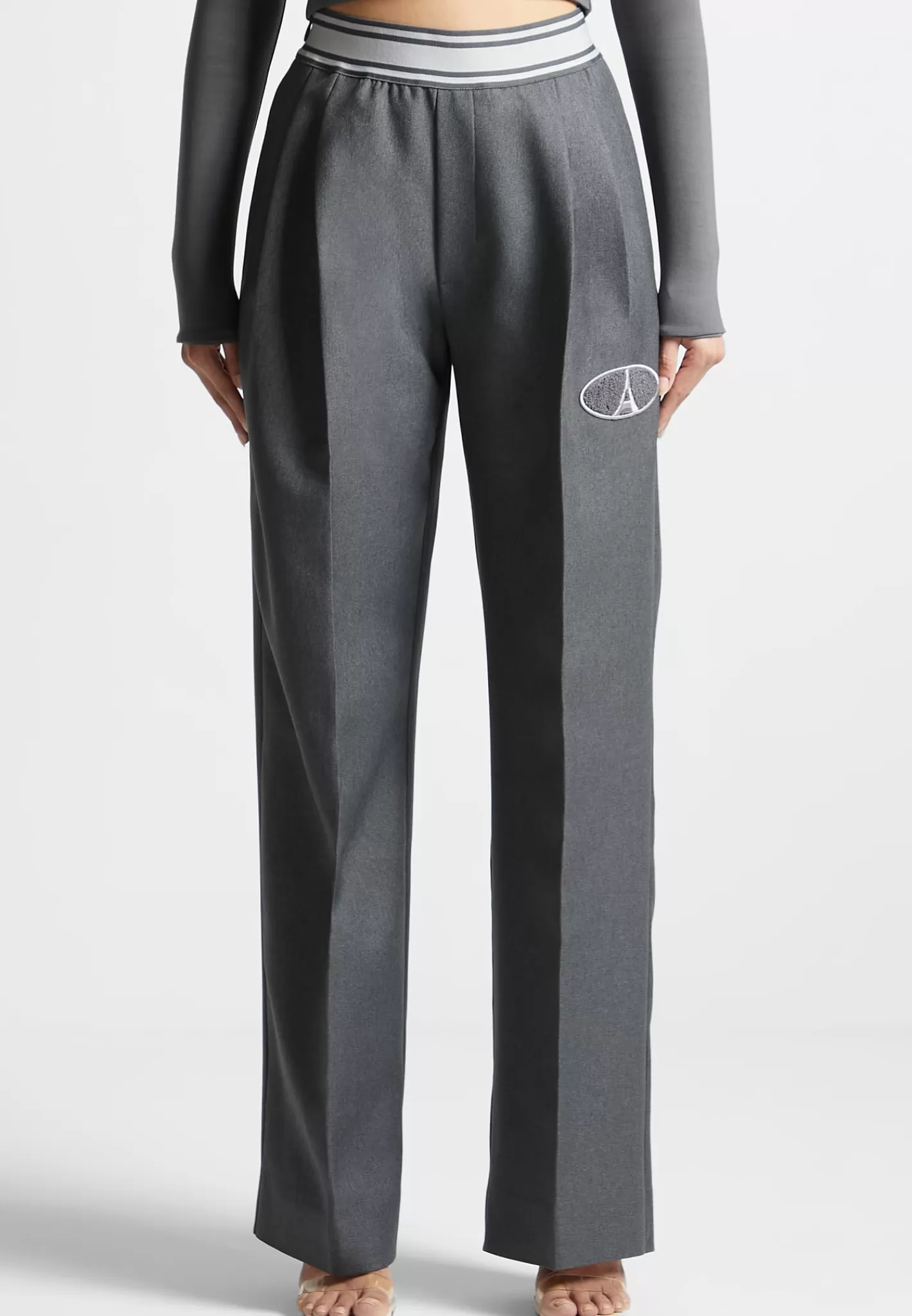 Elasticated Signature Pleated Trousers - Dark Grey-Manière De Voir Flash Sale