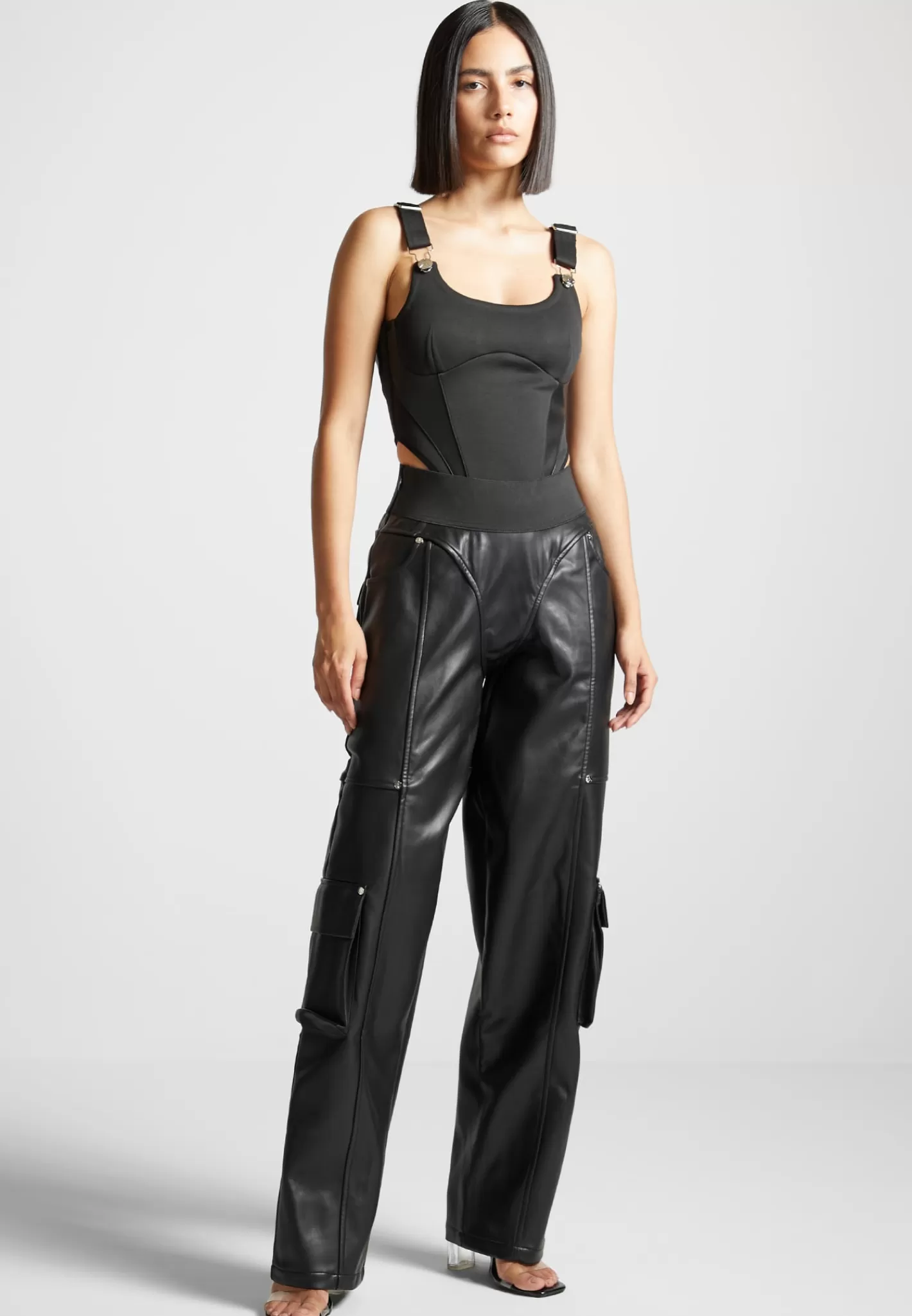 Elasticated Waist Vegan Leather Cargo Trousers - -Manière De Voir Shop