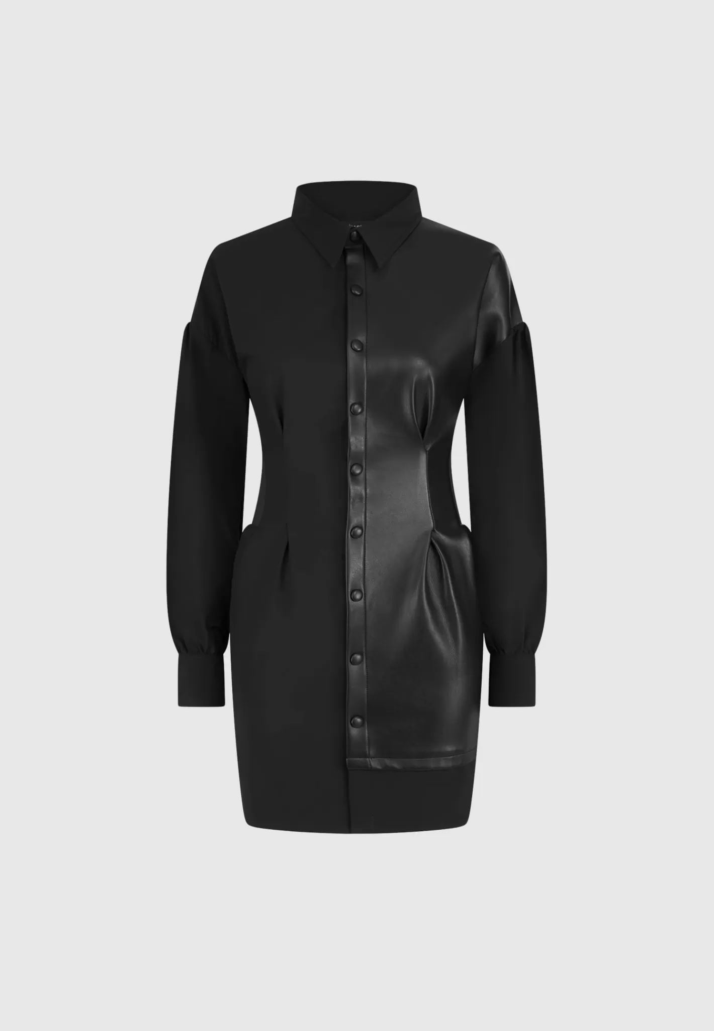 Half Vegan Leather Shirt Dress - -Manière De Voir Sale