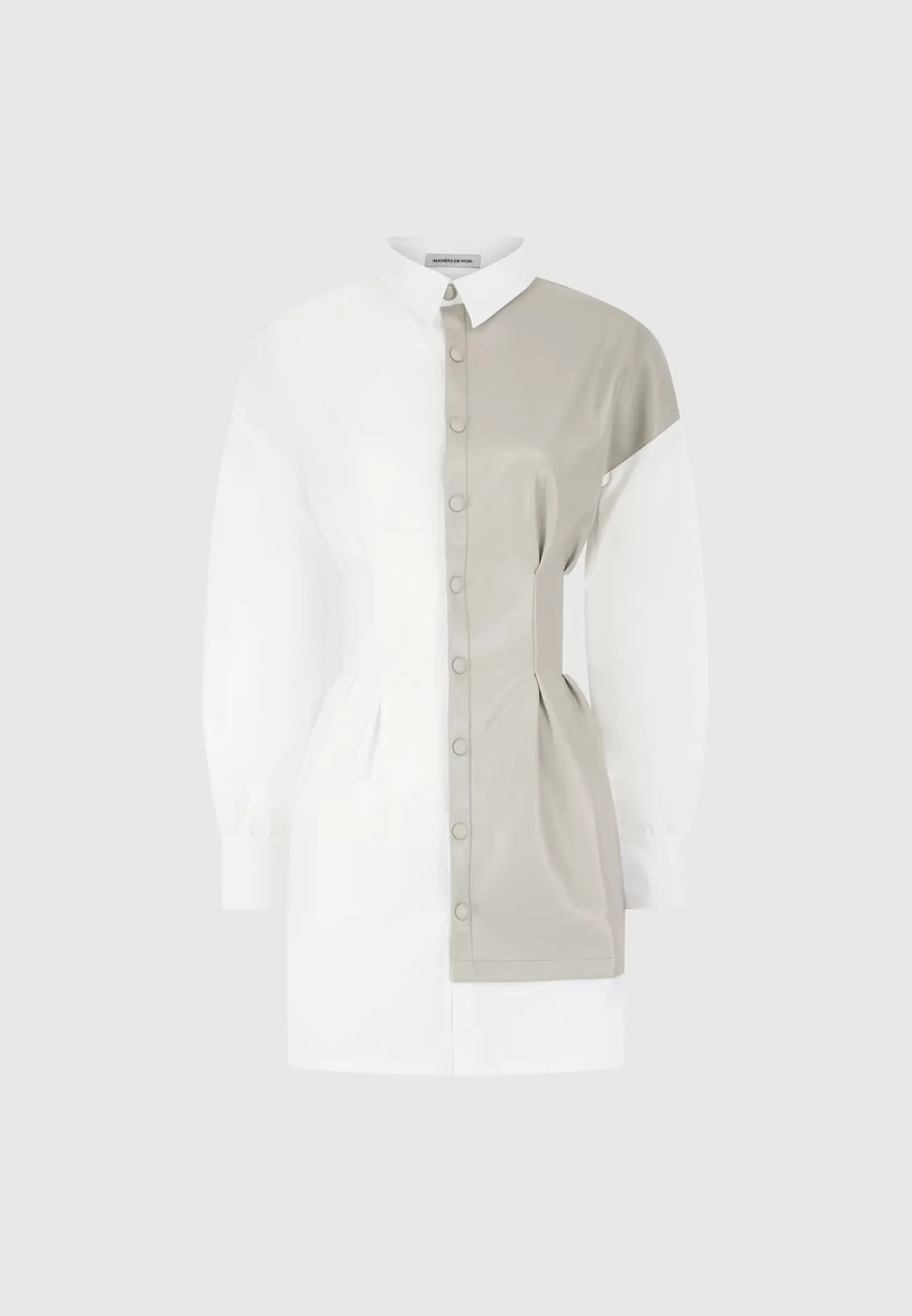 Half Vegan Leather Shirt Dress - -Manière De Voir Cheap