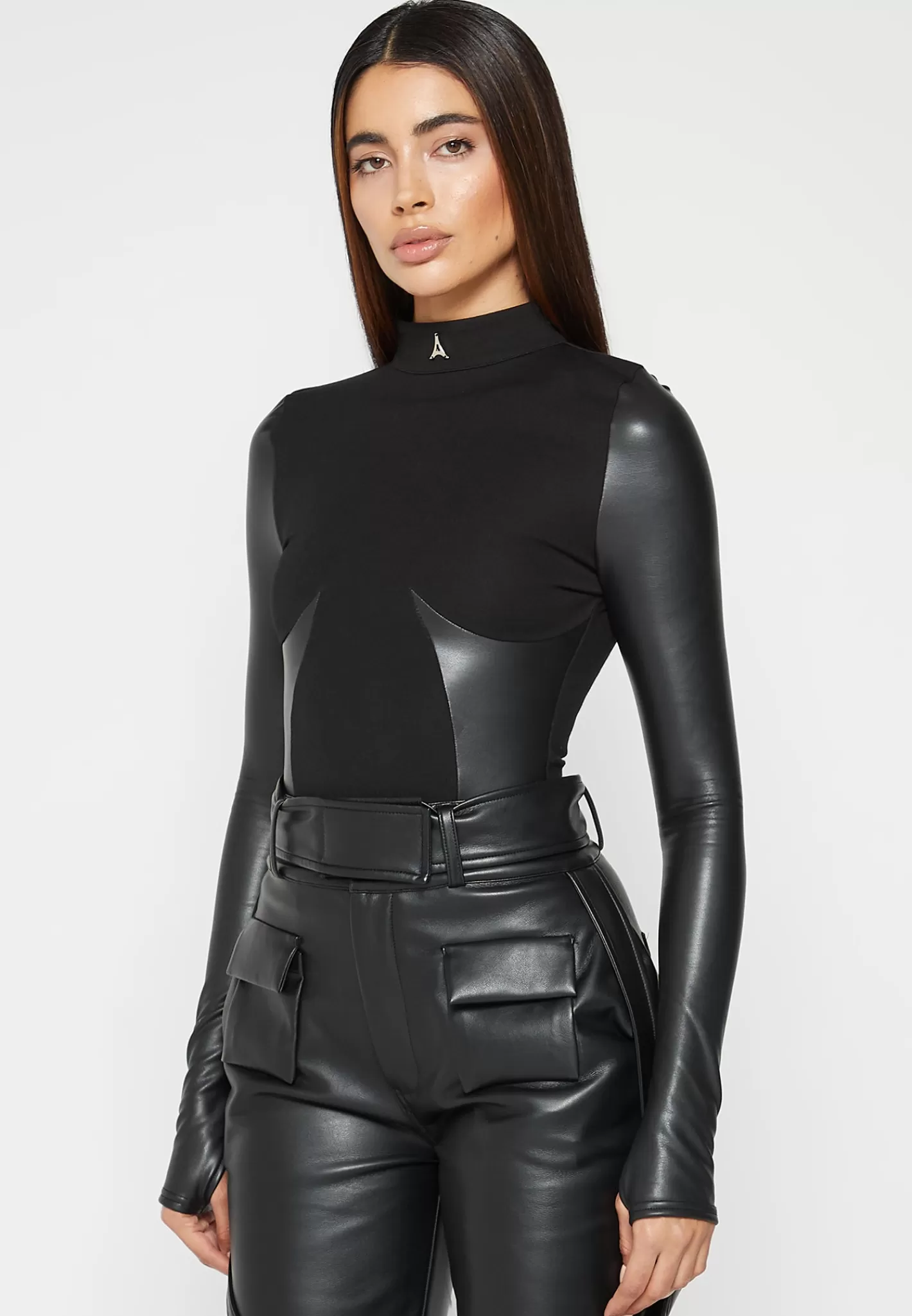 High Neck Long Sleeve Bodysuit - -Manière De Voir Fashion