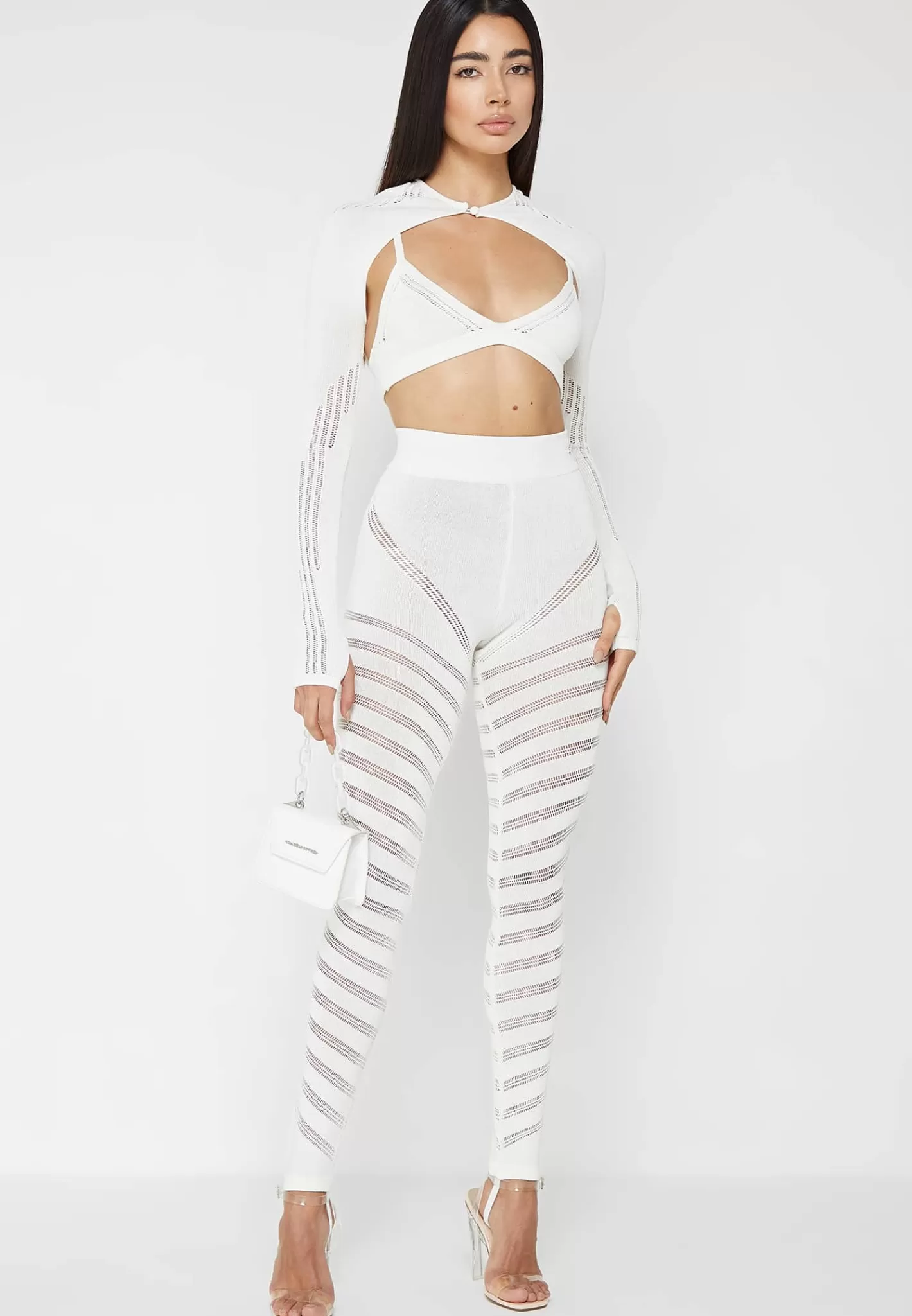 High Waisted Knitted Spiral Contour Leggings - -Manière De Voir Outlet