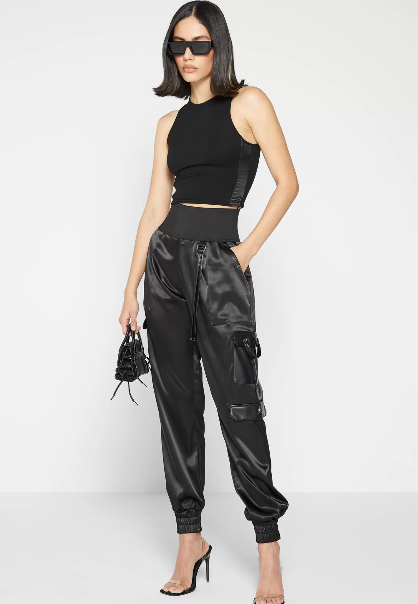 High Waisted Satin Cargo Trousers - -Manière De Voir Flash Sale