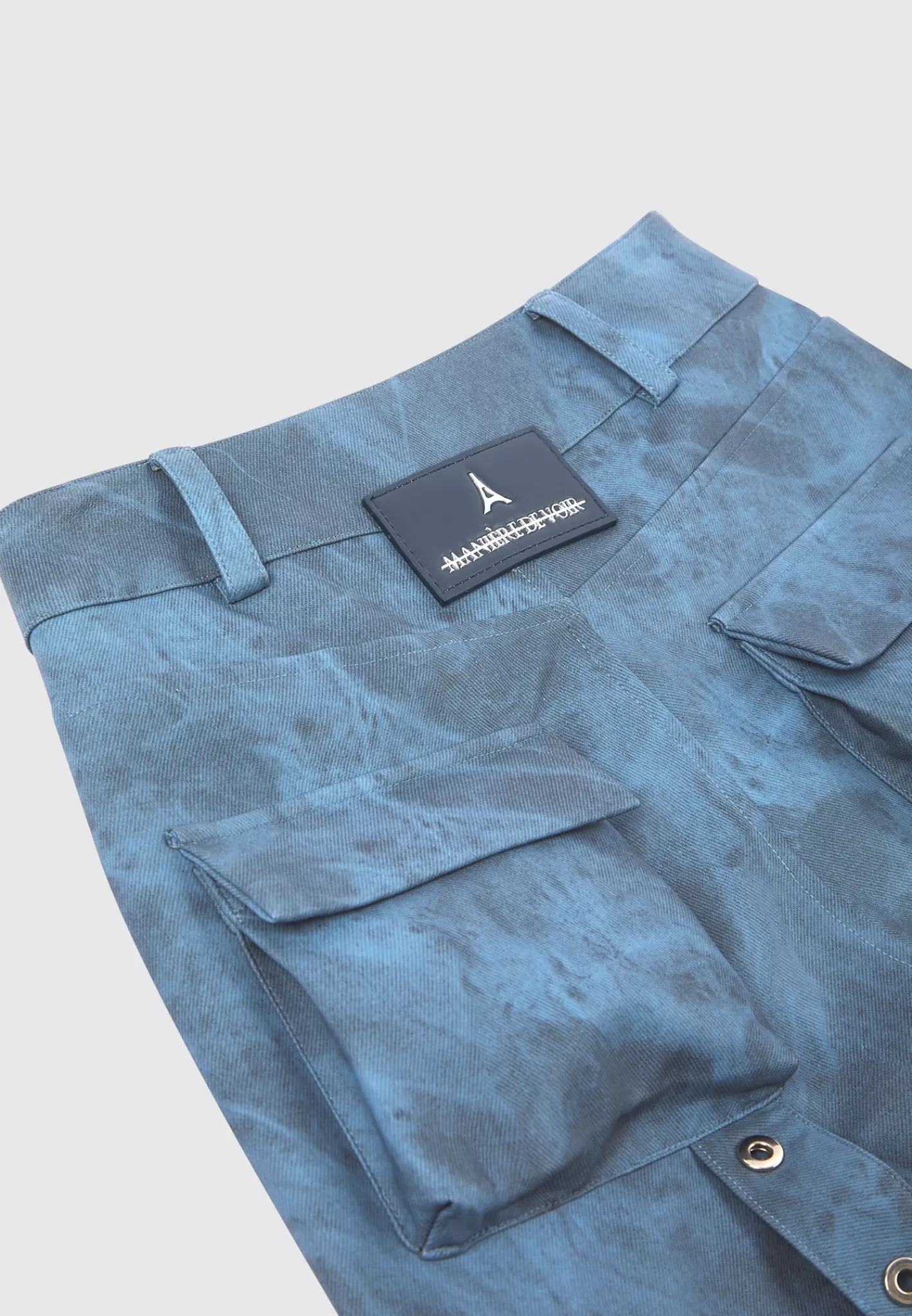 High Waisted Vintage Marble Leather Cargo Pants - Washed -Manière De Voir New