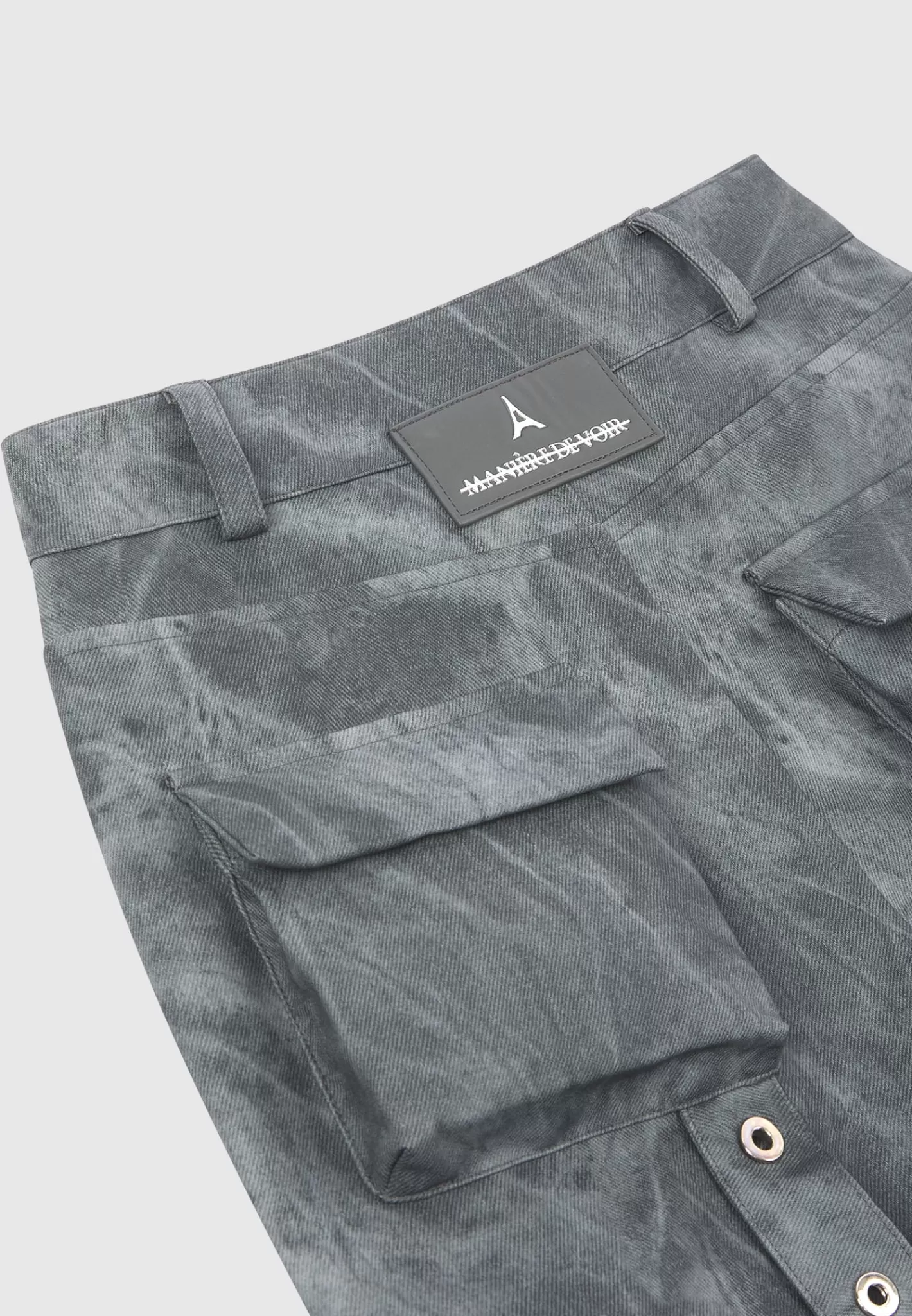 High Waisted Vintage Marble Leather Cargo Pants - Washed -Manière De Voir Store