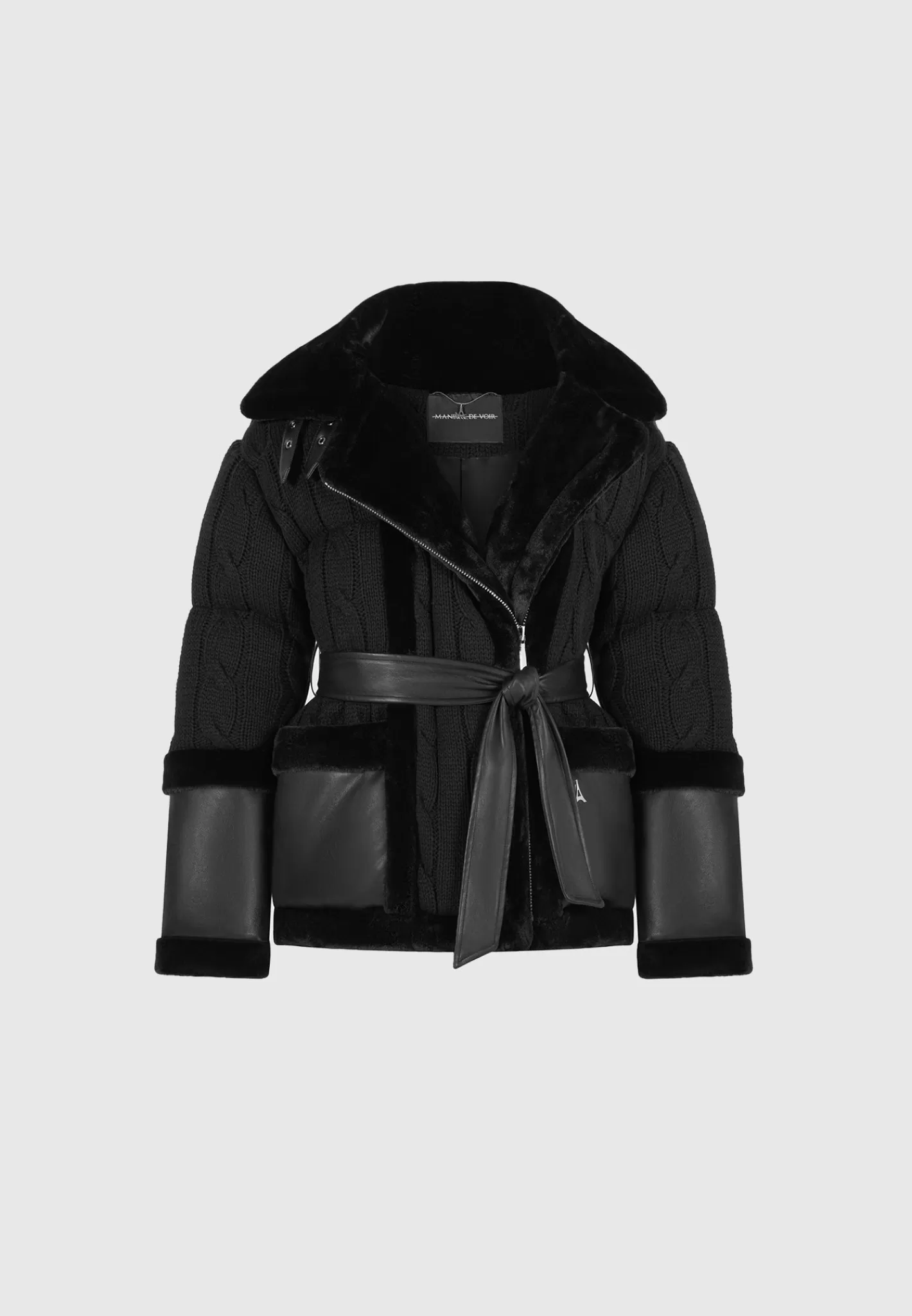 Knit and Plush Puffer Biker Jacket - -Manière De Voir Online