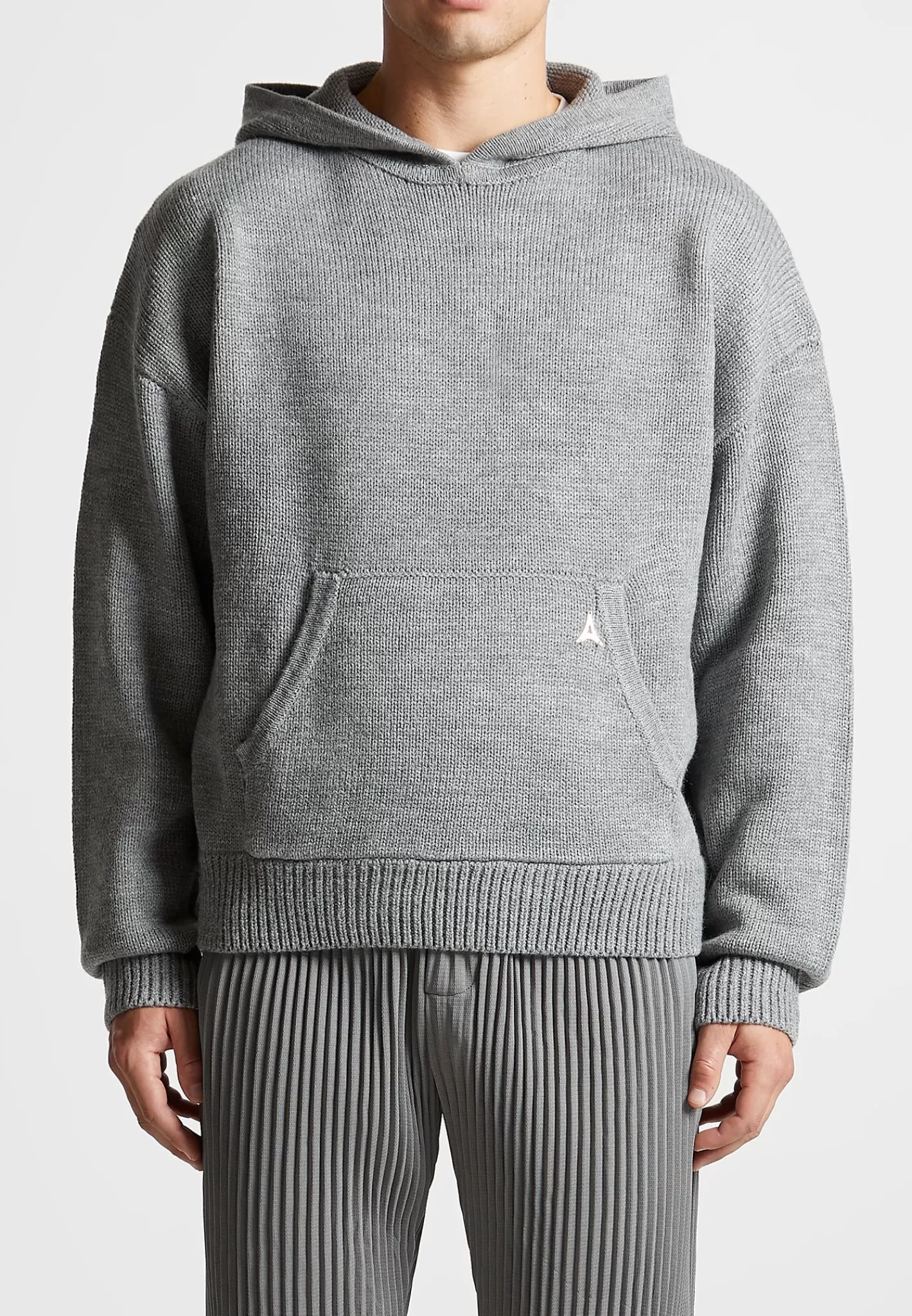 Knitted Hoodie - Light Grey Marl-Manière De Voir Fashion