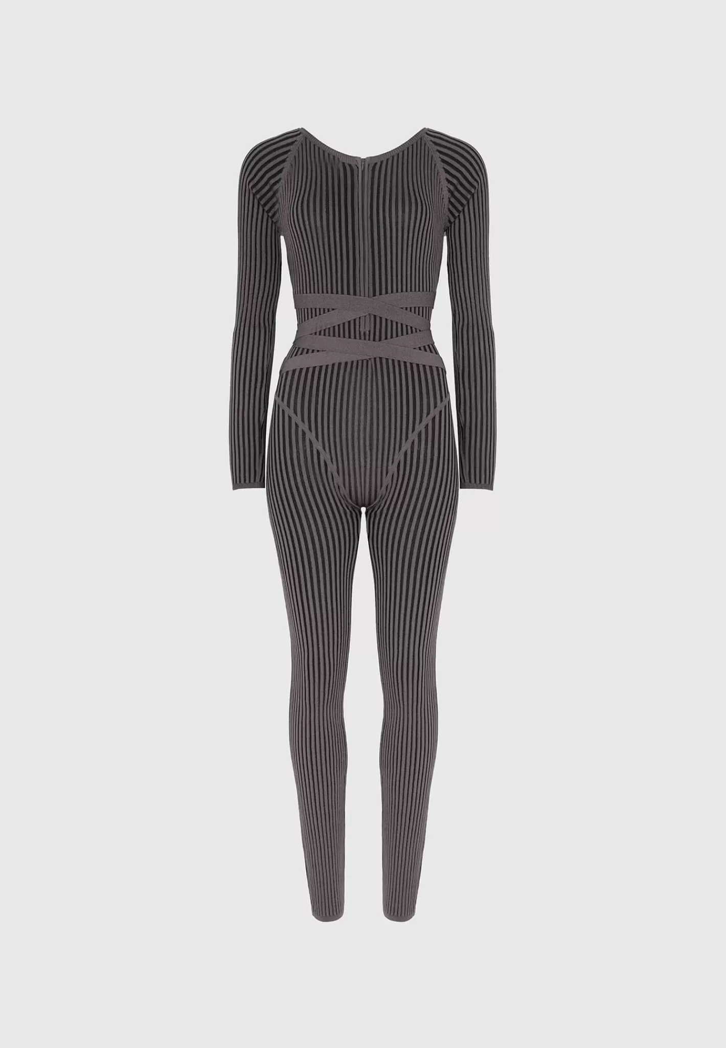 Knitted Two Tone Jumpsuit with Belt - -Manière De Voir New