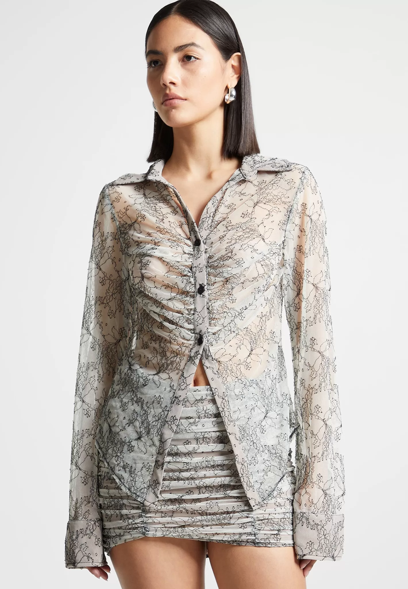 Lace Mesh Contour Shirt - Off White-Manière De Voir New