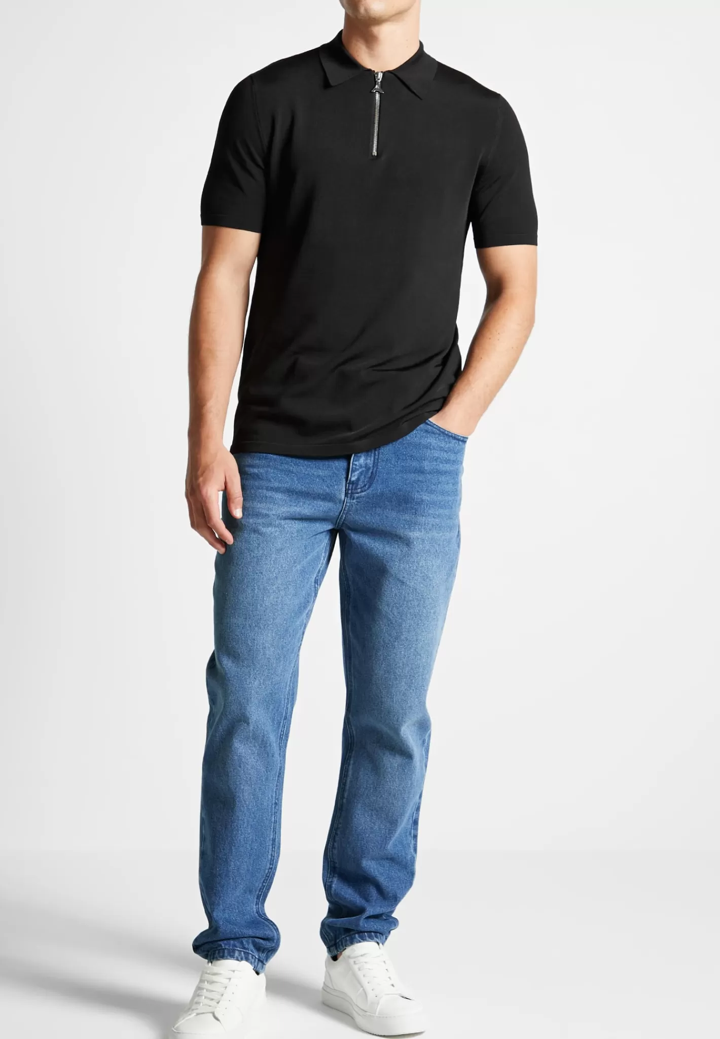 Luxe Polo Top With Zip - -Manière De Voir Online