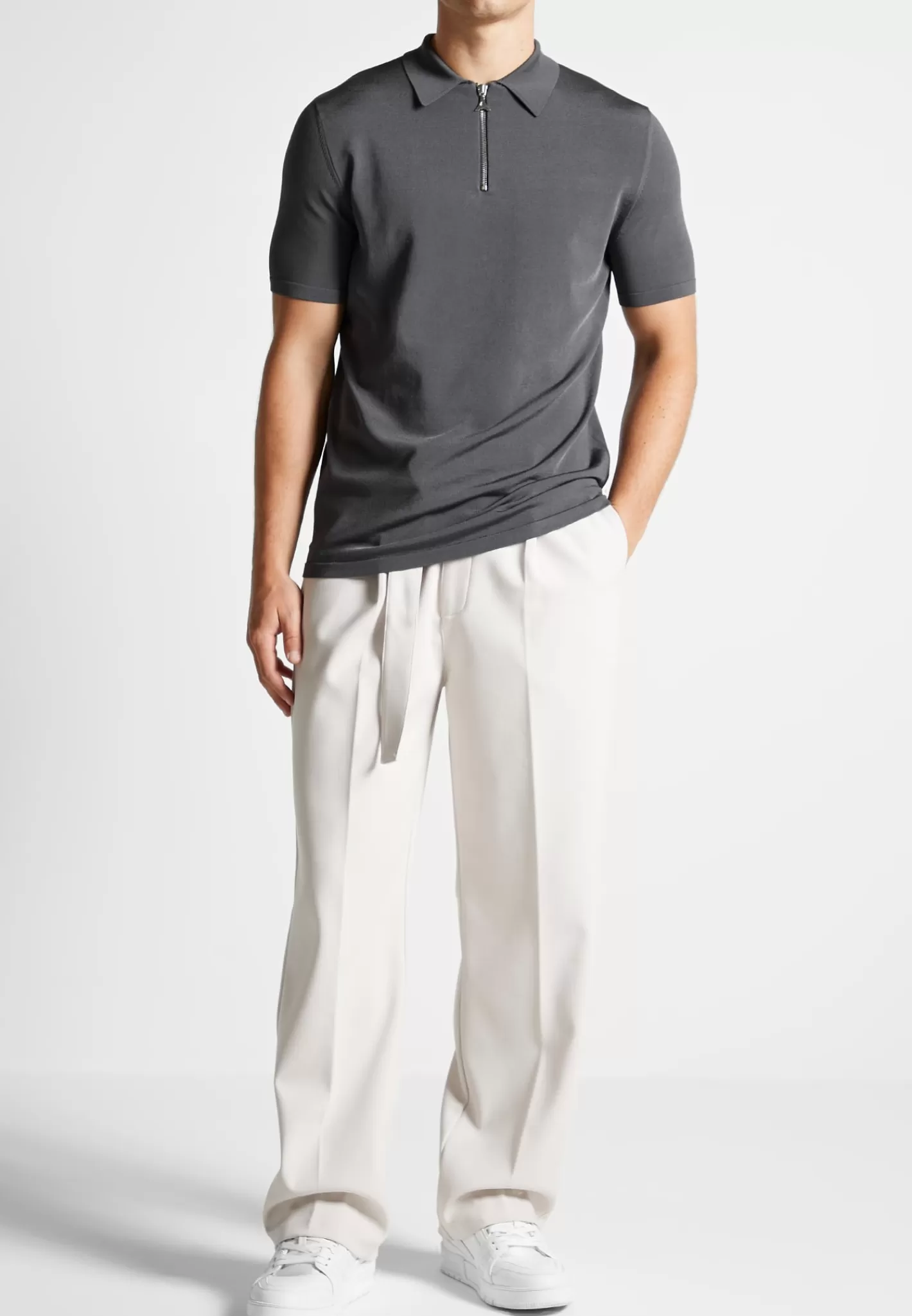 Luxe Polo Top With Zip - -Manière De Voir Best Sale