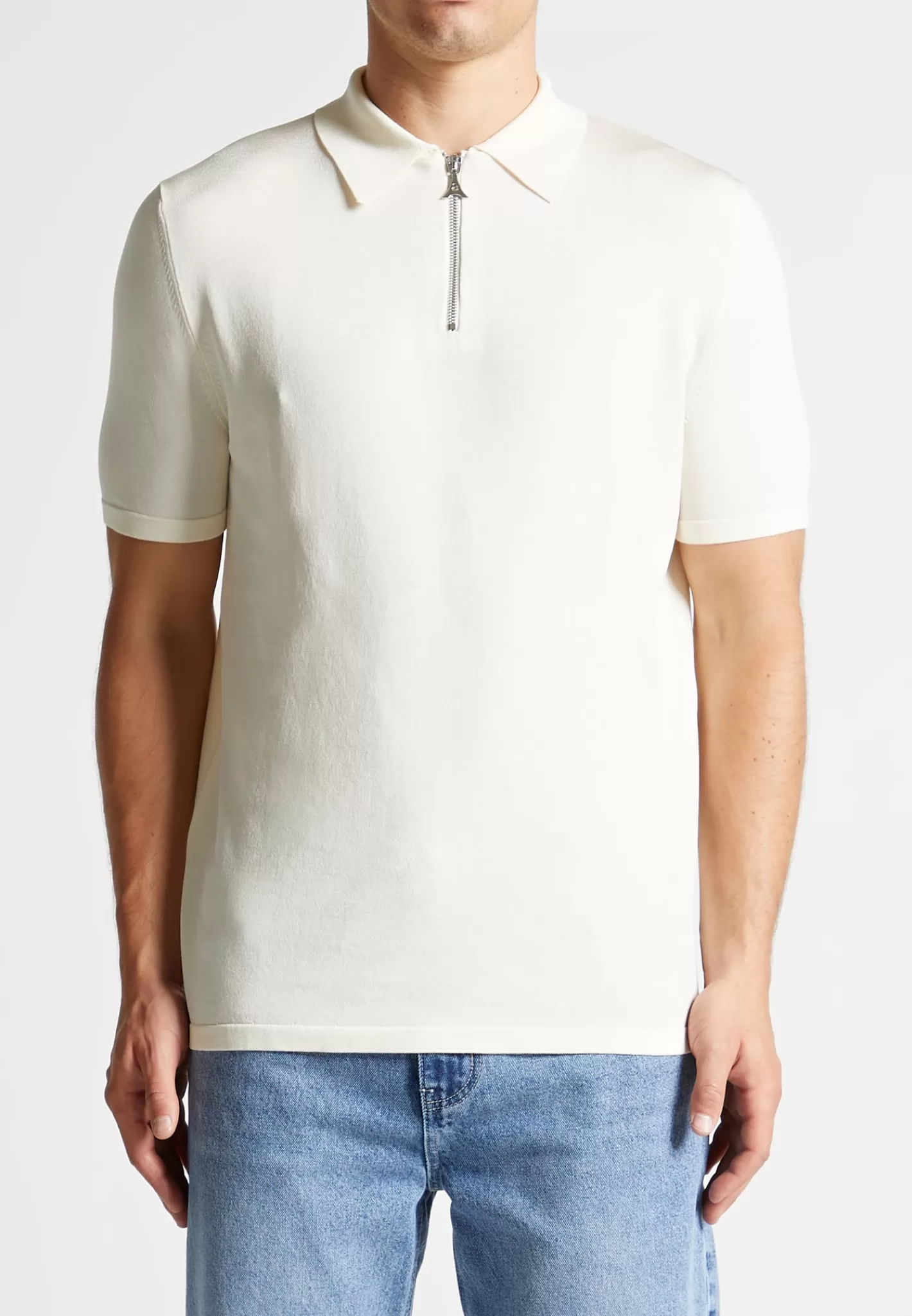 Luxe Polo Top With Zip - Off White-Manière De Voir Best