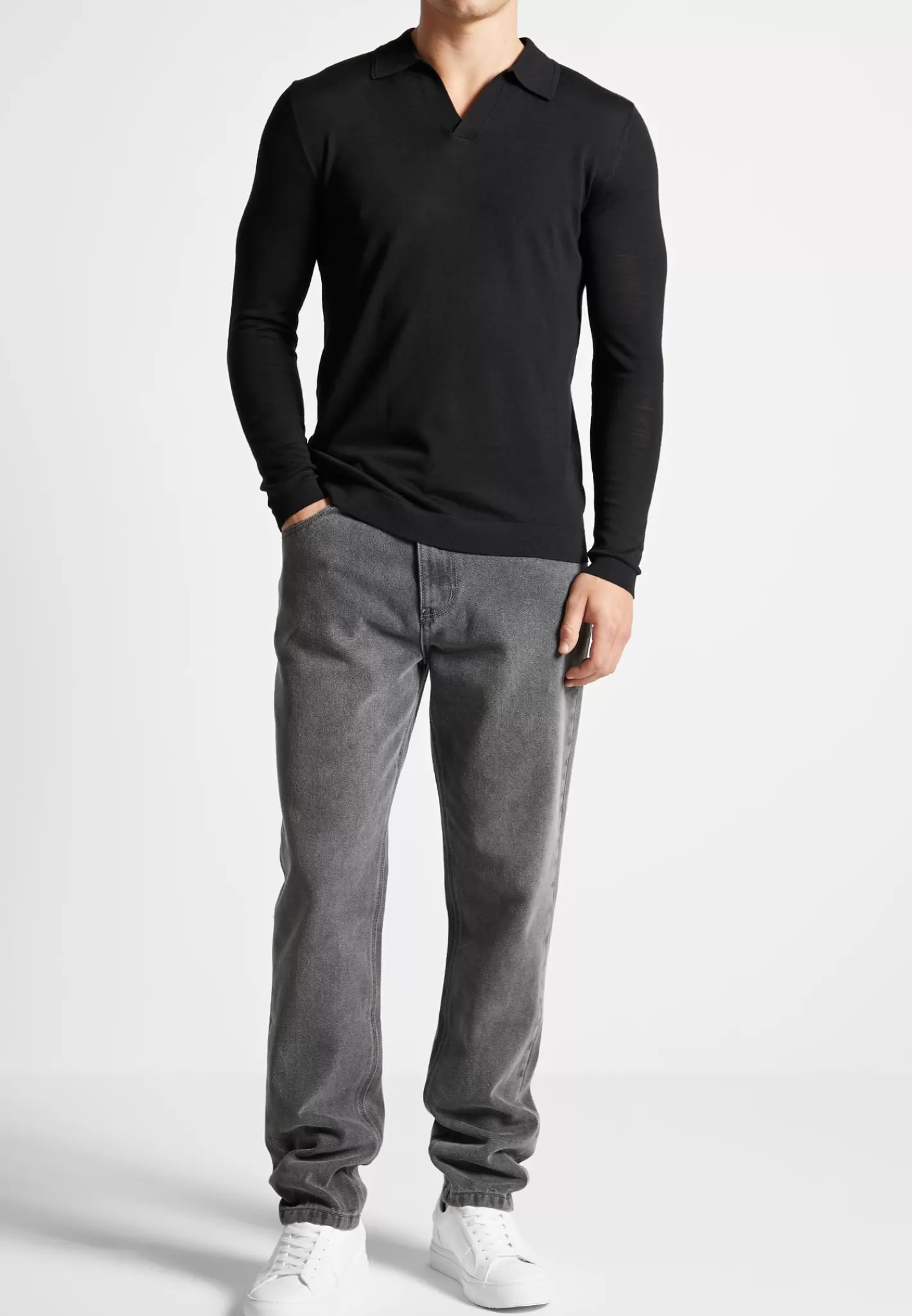 Merino Wool Long Sleeve Revere Polo Shirt - -Manière De Voir Store