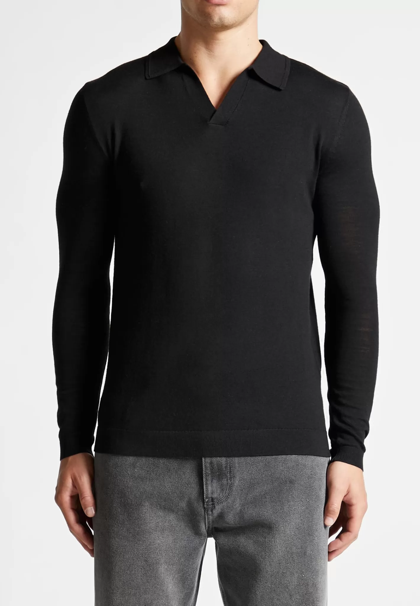 Merino Wool Long Sleeve Revere Polo Shirt - -Manière De Voir Store