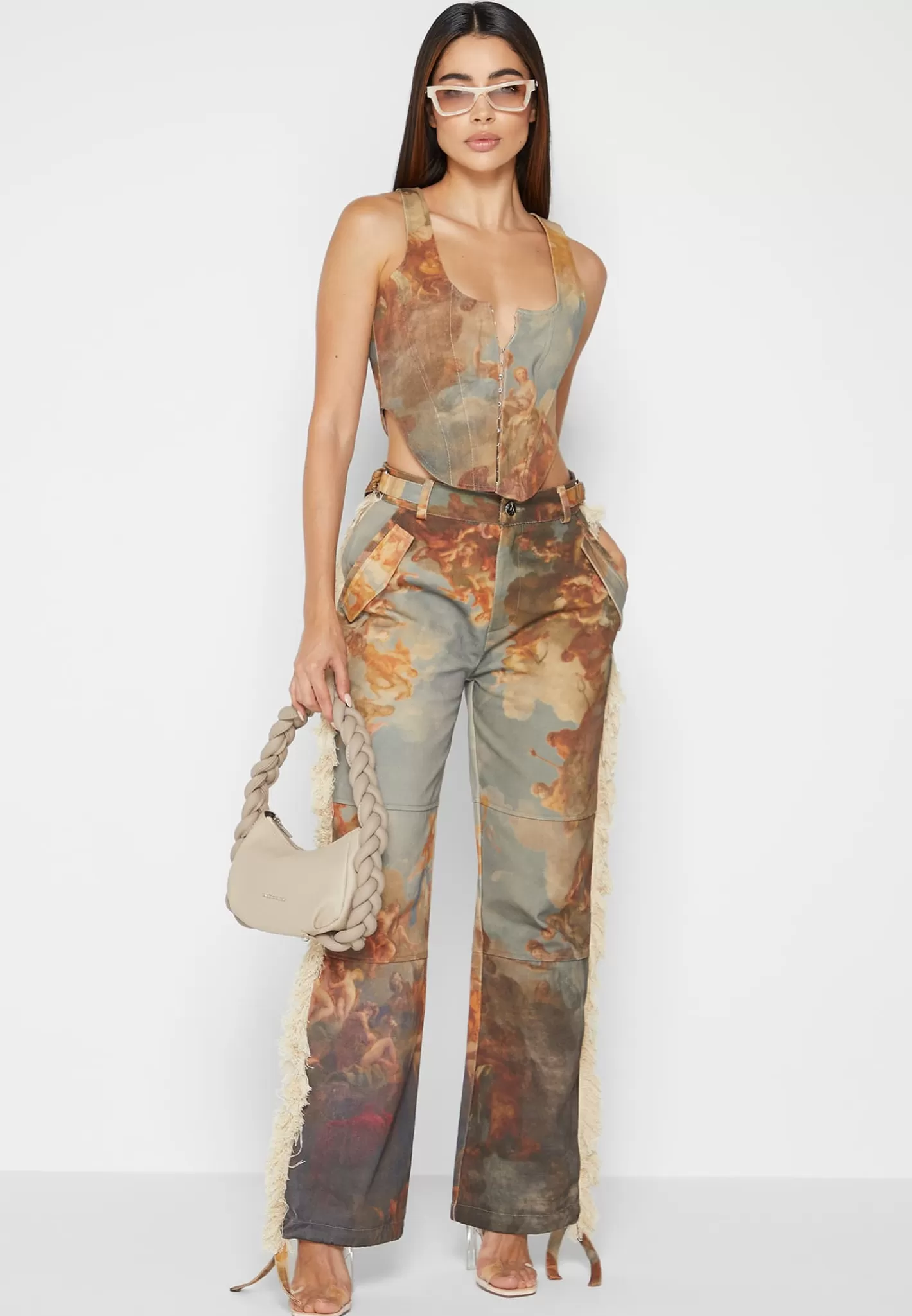 Mid Rise Art Cargo Pants with Tassels - -Manière De Voir Best Sale